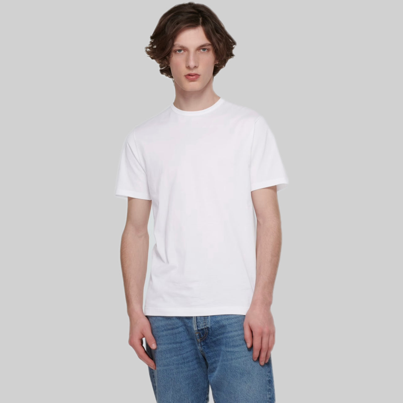 Sunspel t-shirt, white, men, frontside, model