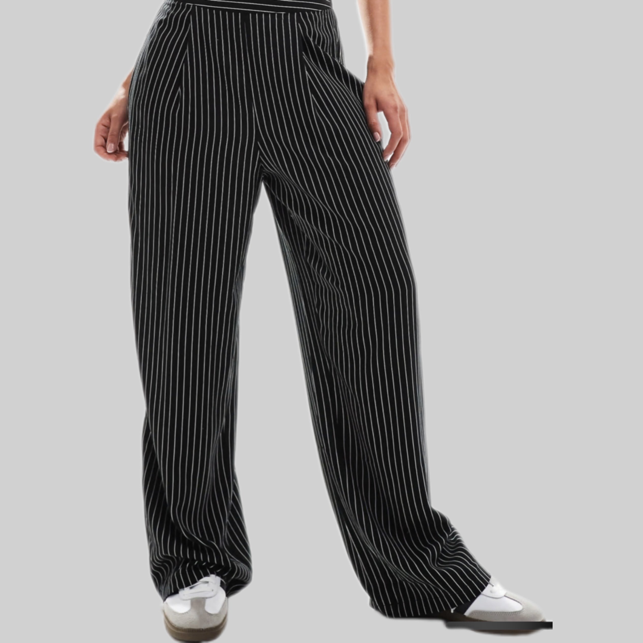 Relaxed Fit Pull-On Trousers In Mono Stripe