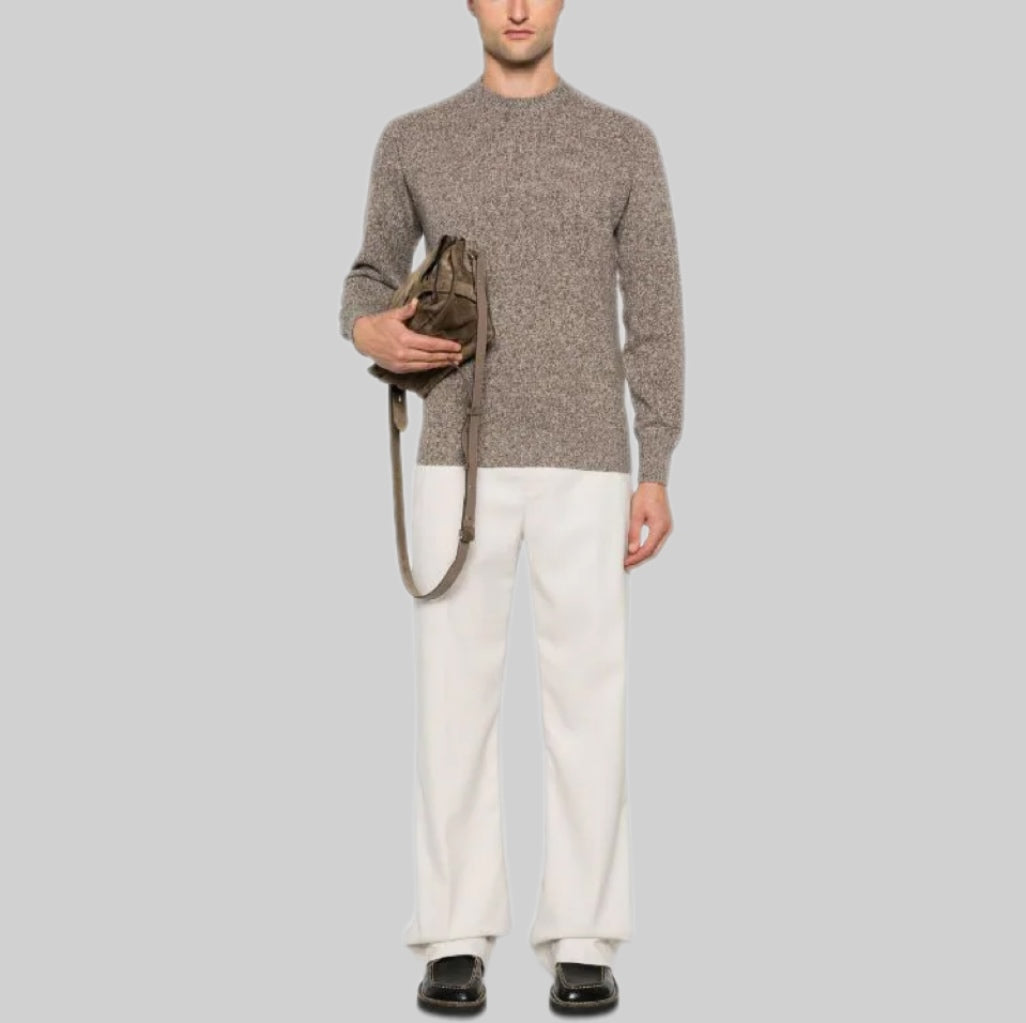 Melange Effect Sweater Brown Wool Cashmere