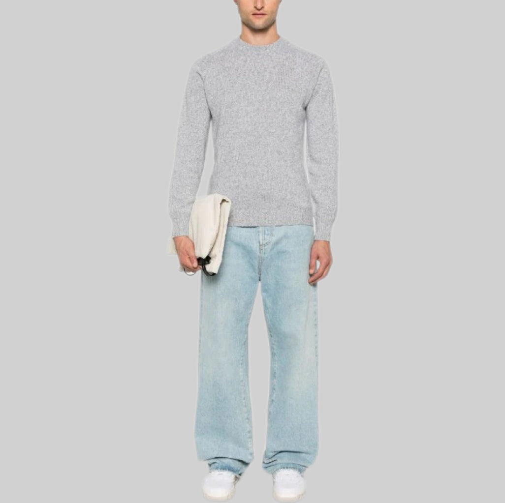 Melange Effect Sweater Light Grey Wool Cashmere