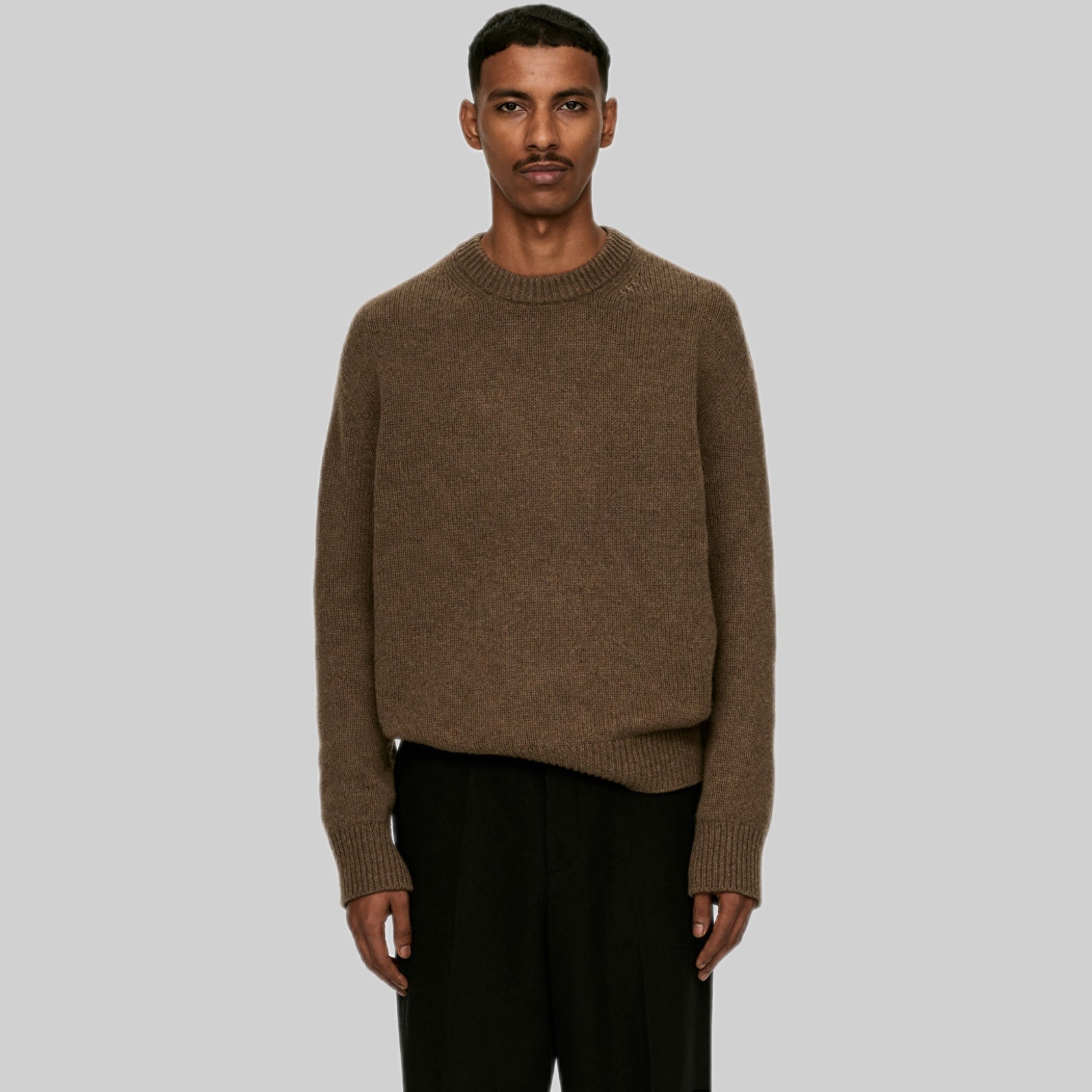 Heavy Knit Wool Blend Jumper - Brown