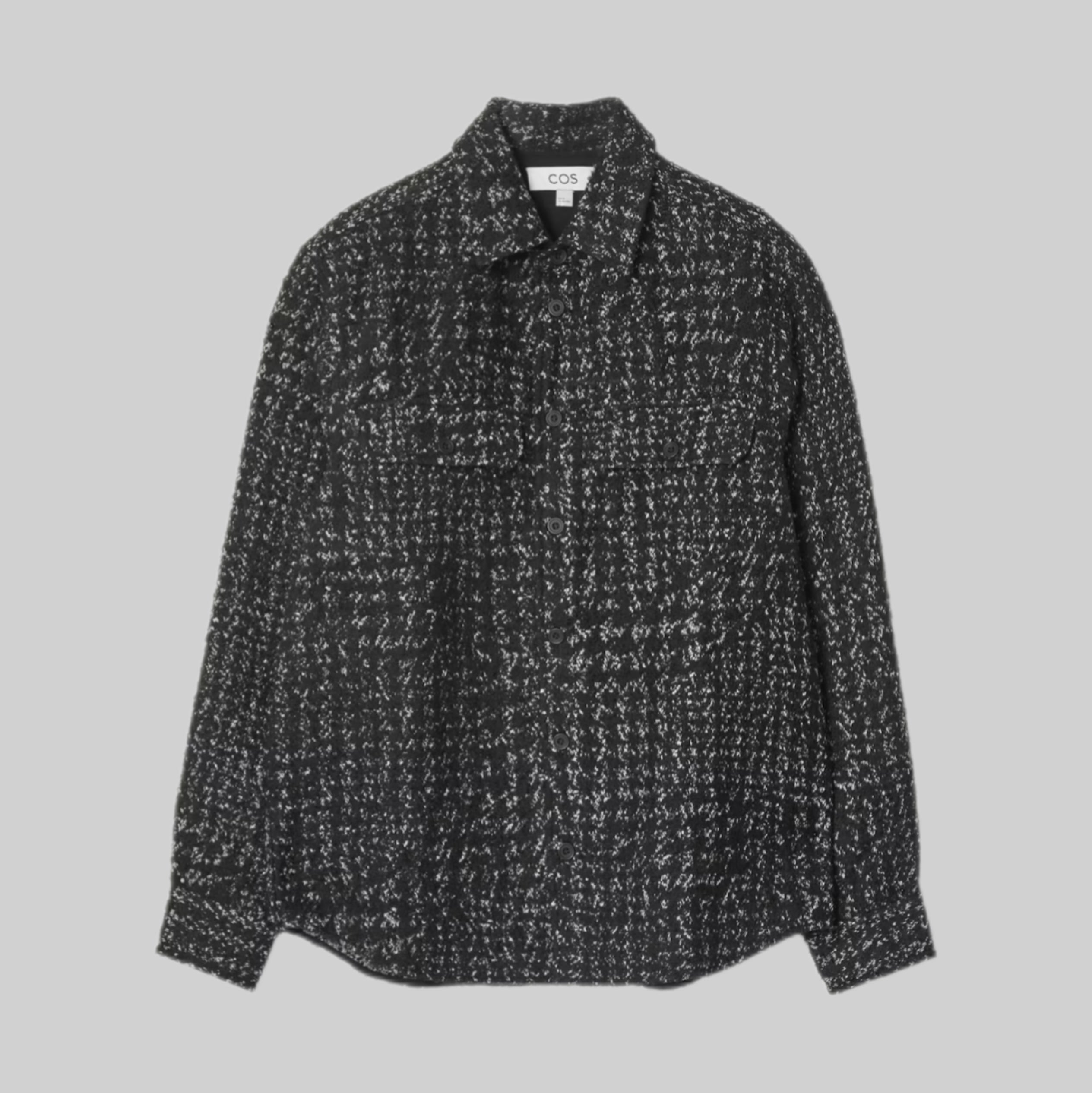 REGULAR HOUNDSTOOTH BOUCLÉ OVERSHIRT - Black / Houndstooth