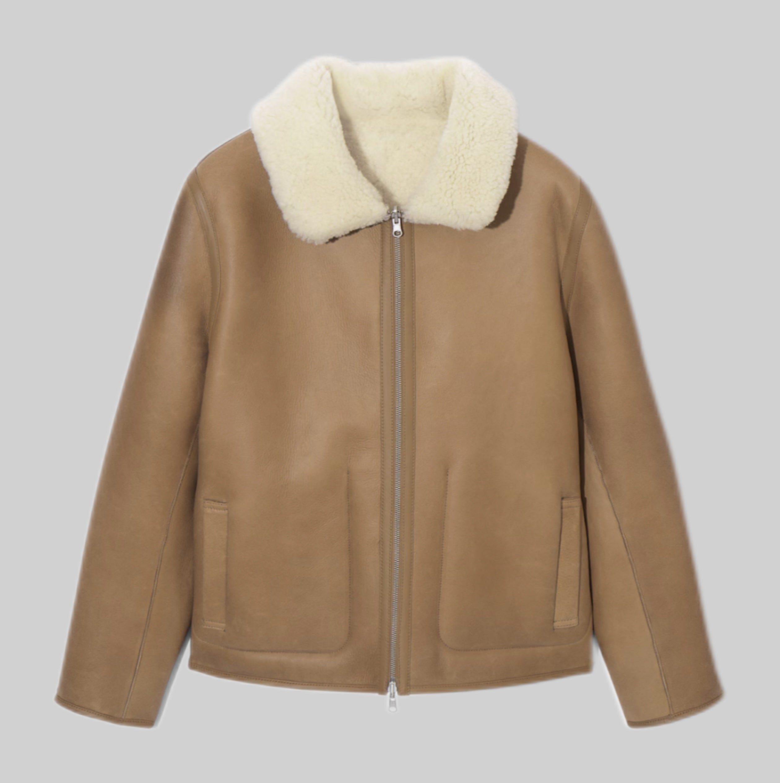 REVERSIBLE SHEARLING JACKET - Camel / Ecru