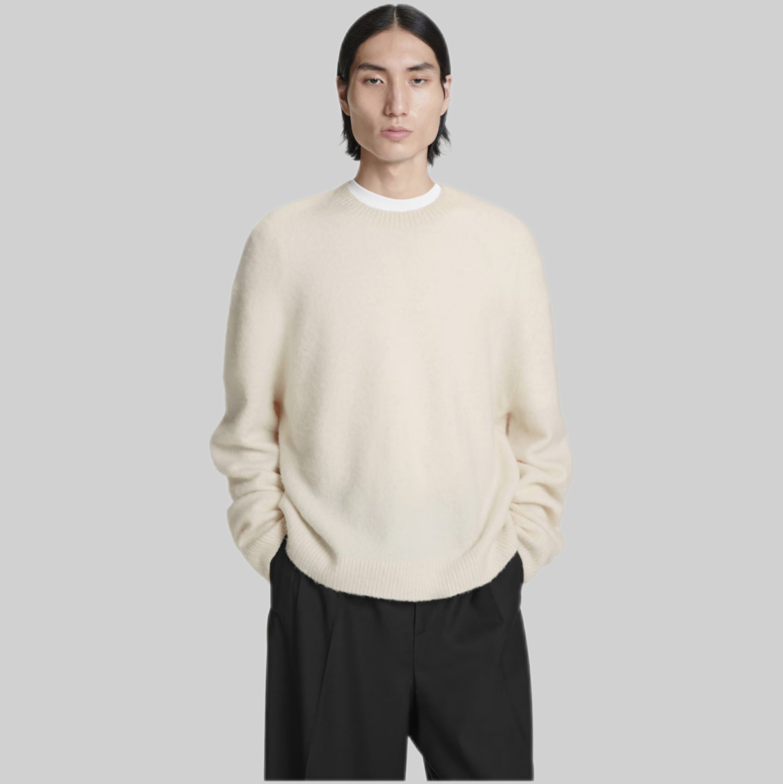 BRUSHED-WOOL CREW-NECK JUMPER - Off-White