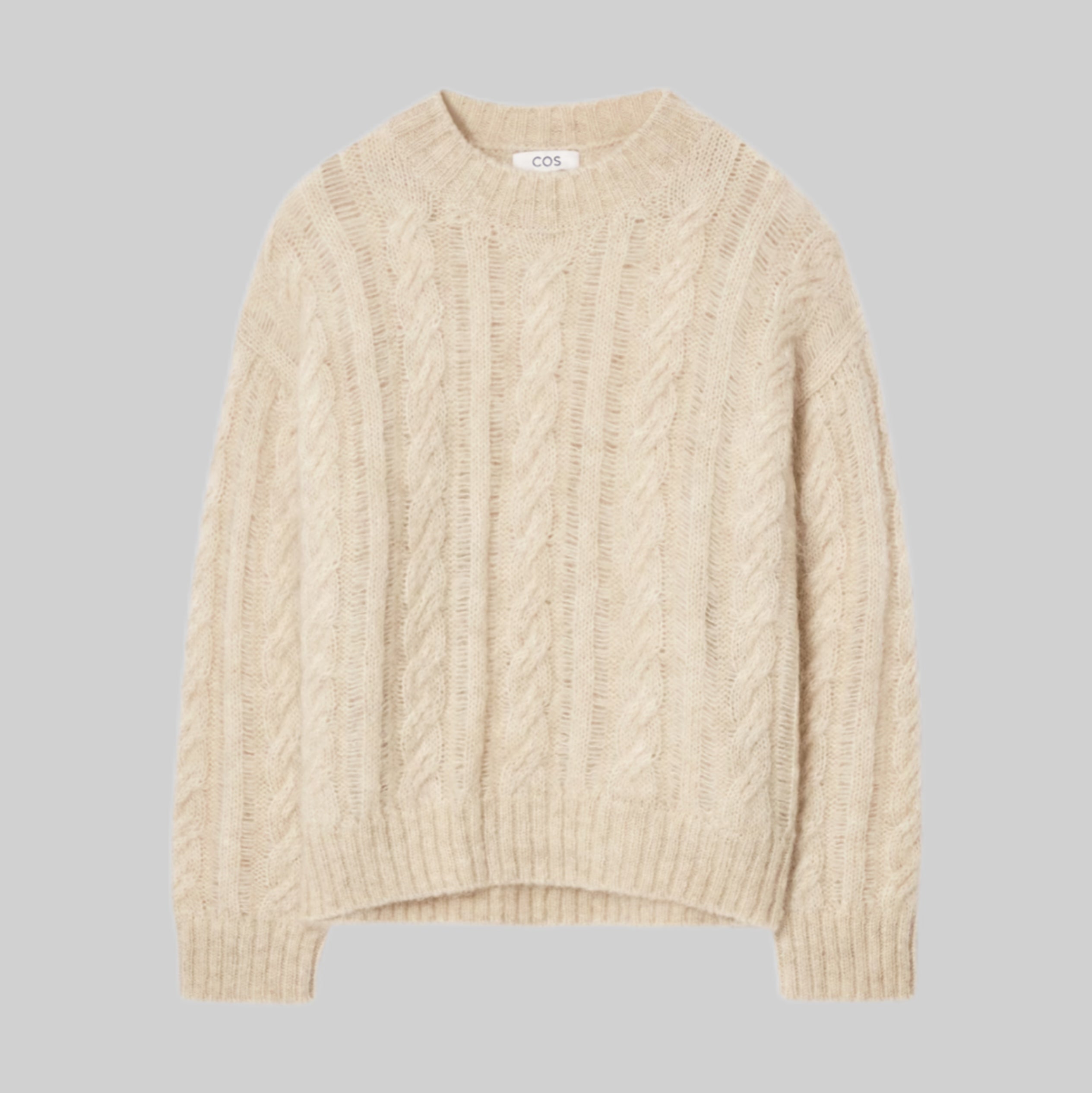 Cable-Knit Mohair Jumper - Light Beige