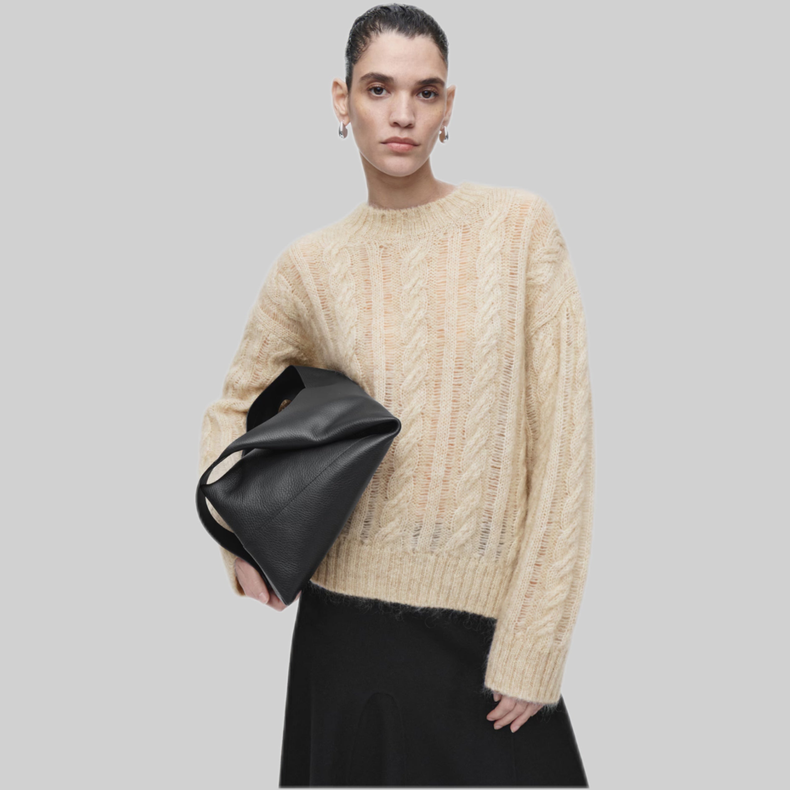 Cable-Knit Mohair Jumper - Light Beige