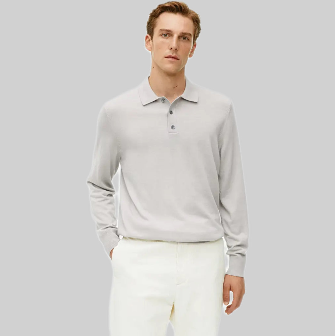 Arket polo shirt, men, gray, frontside model