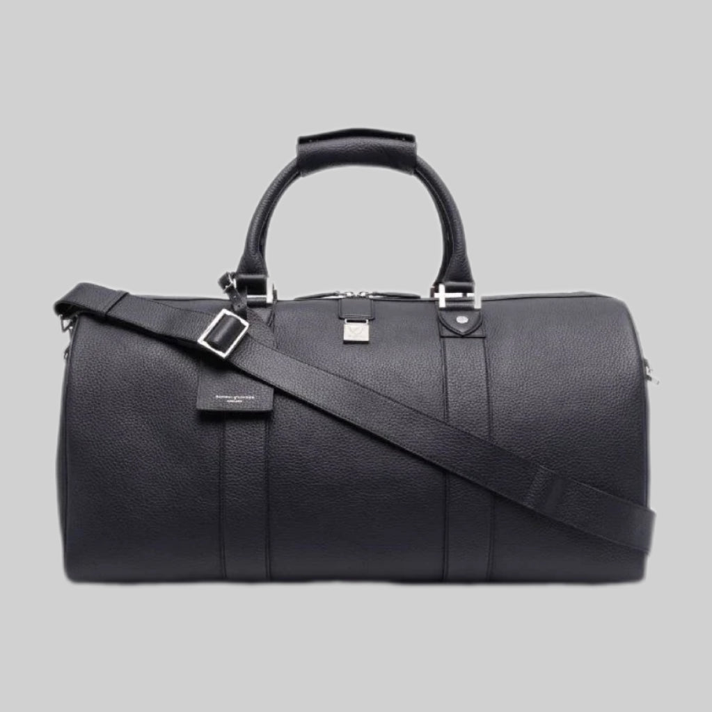 Aspinal Of London duffelbag, black, men, frontside