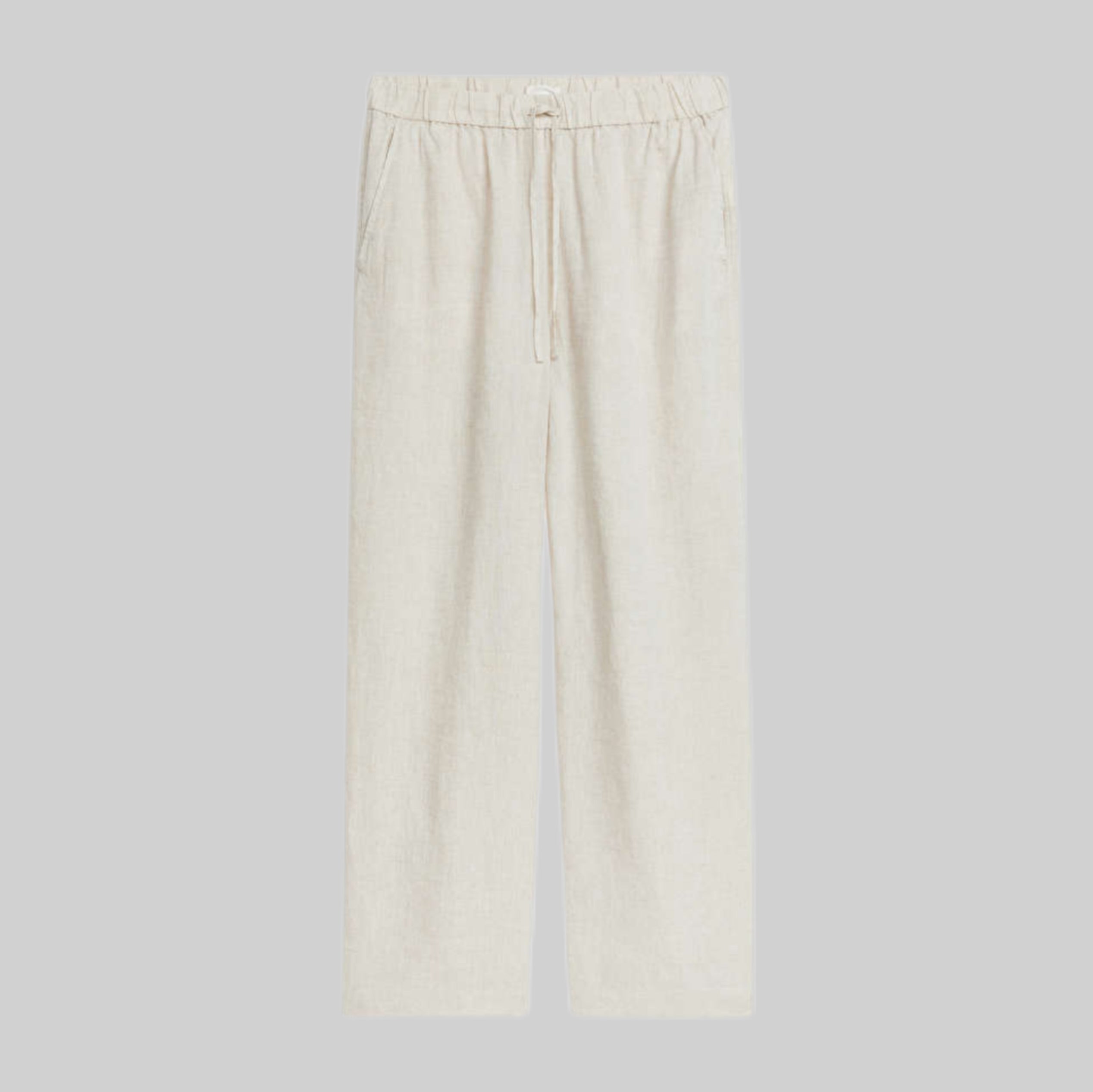 Linen pants for women in White, frontside