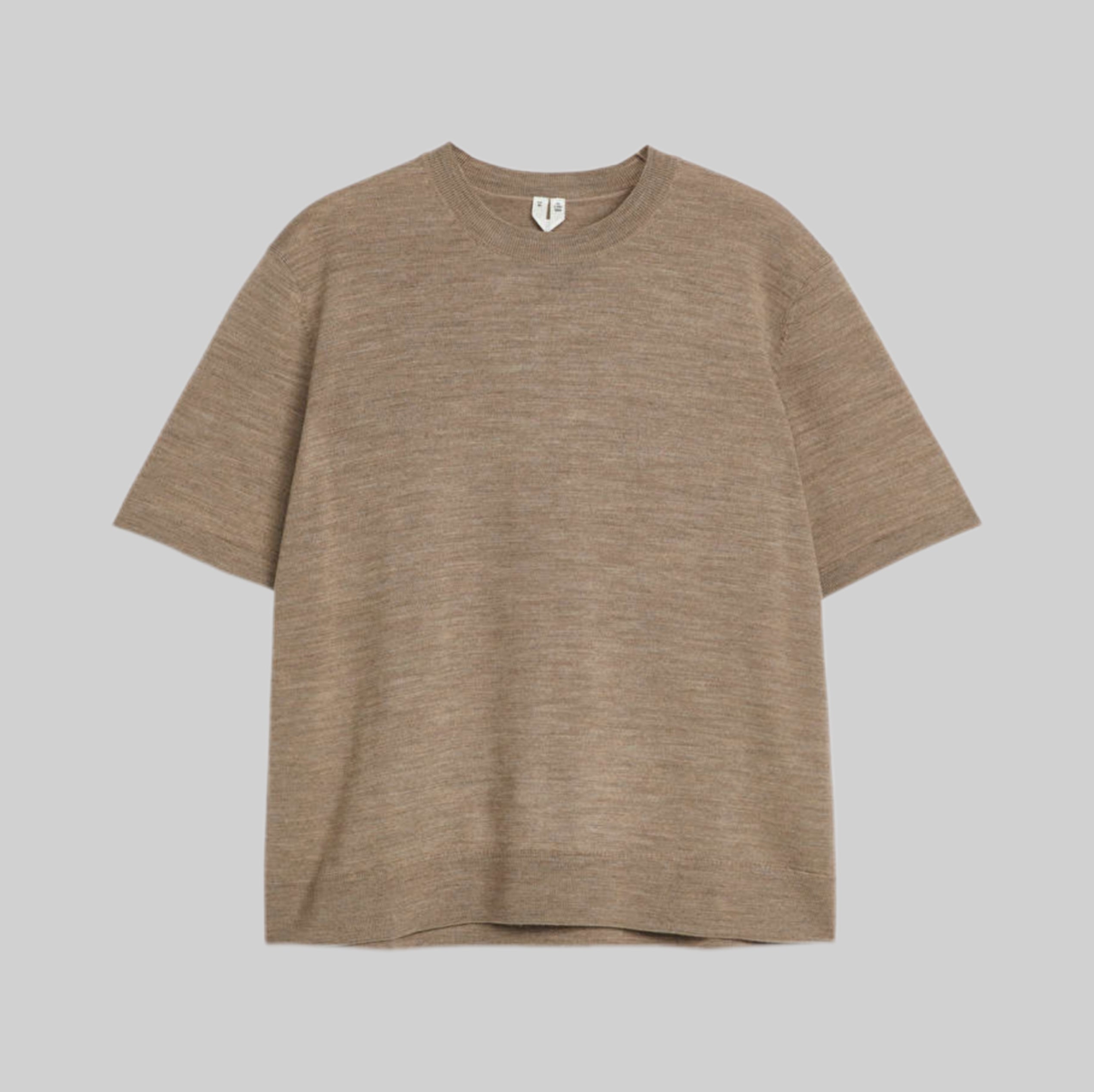Brown Knitted T-Shirt For Women, Brown, frontside
