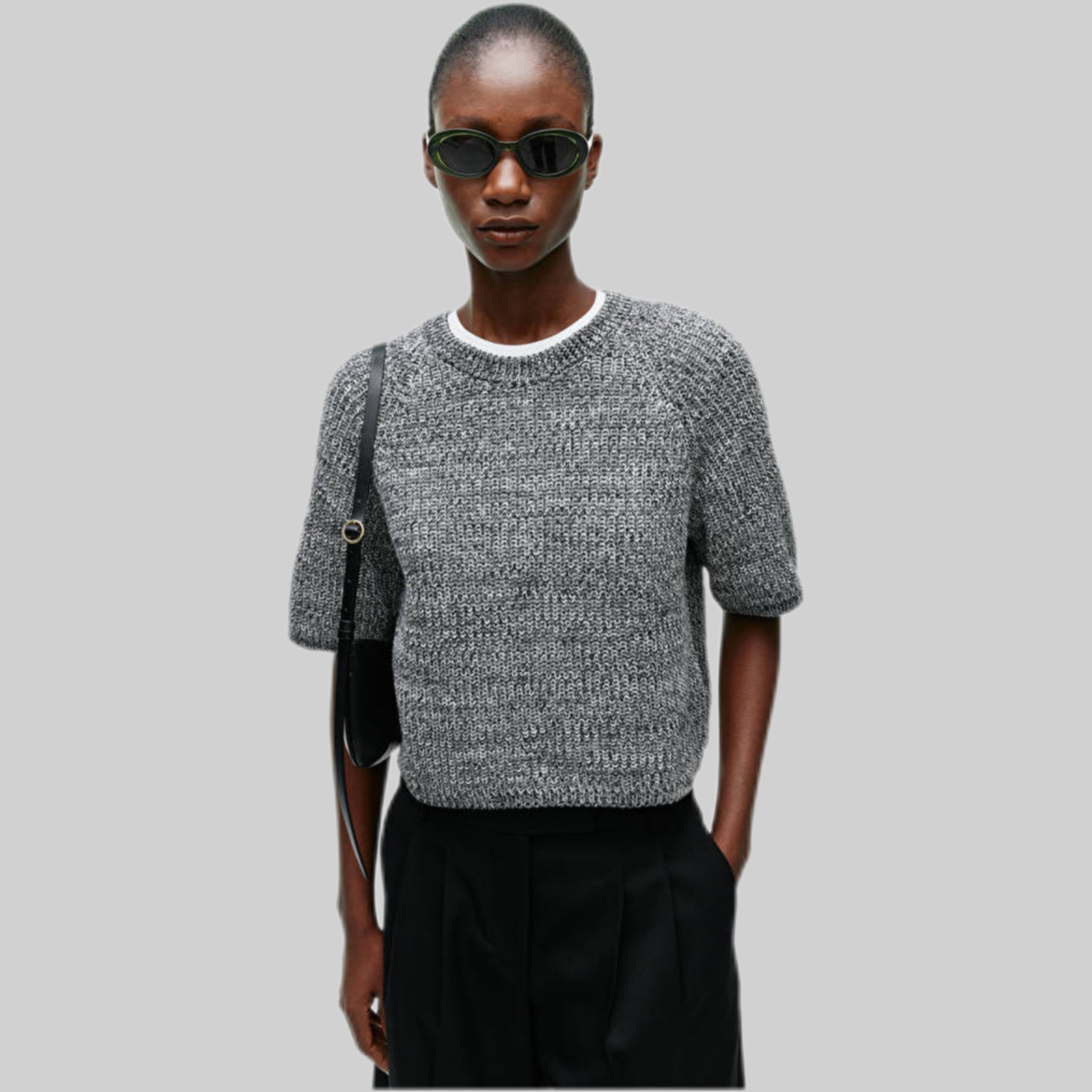 Arket Knitted top for women, Grey, frontside model