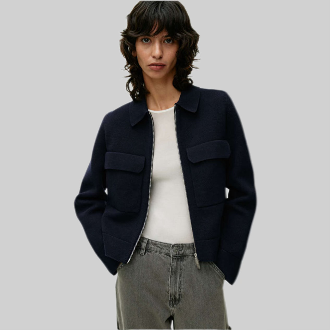 Arket, Jacket, Women, Blue, frontside model