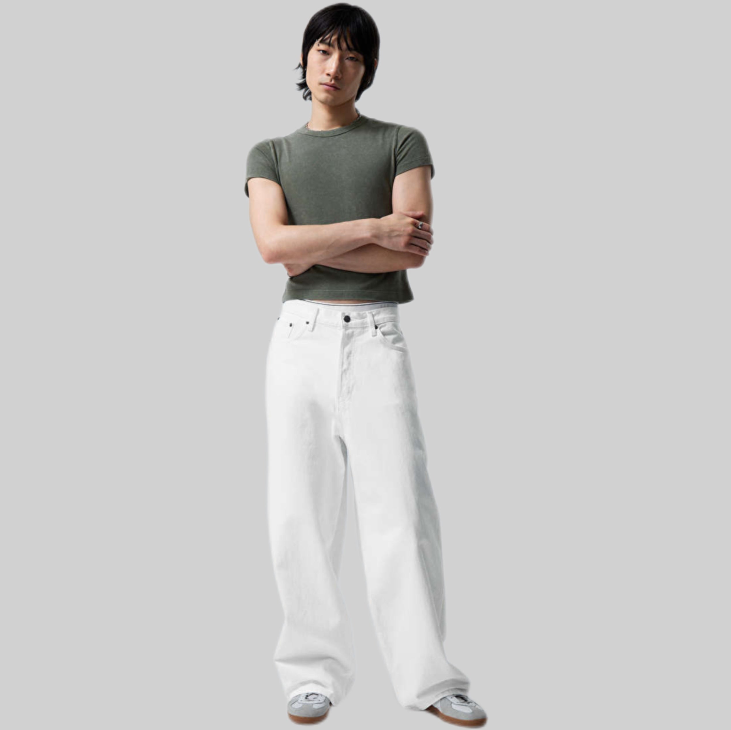 Weekday jeans, white, frontside, model