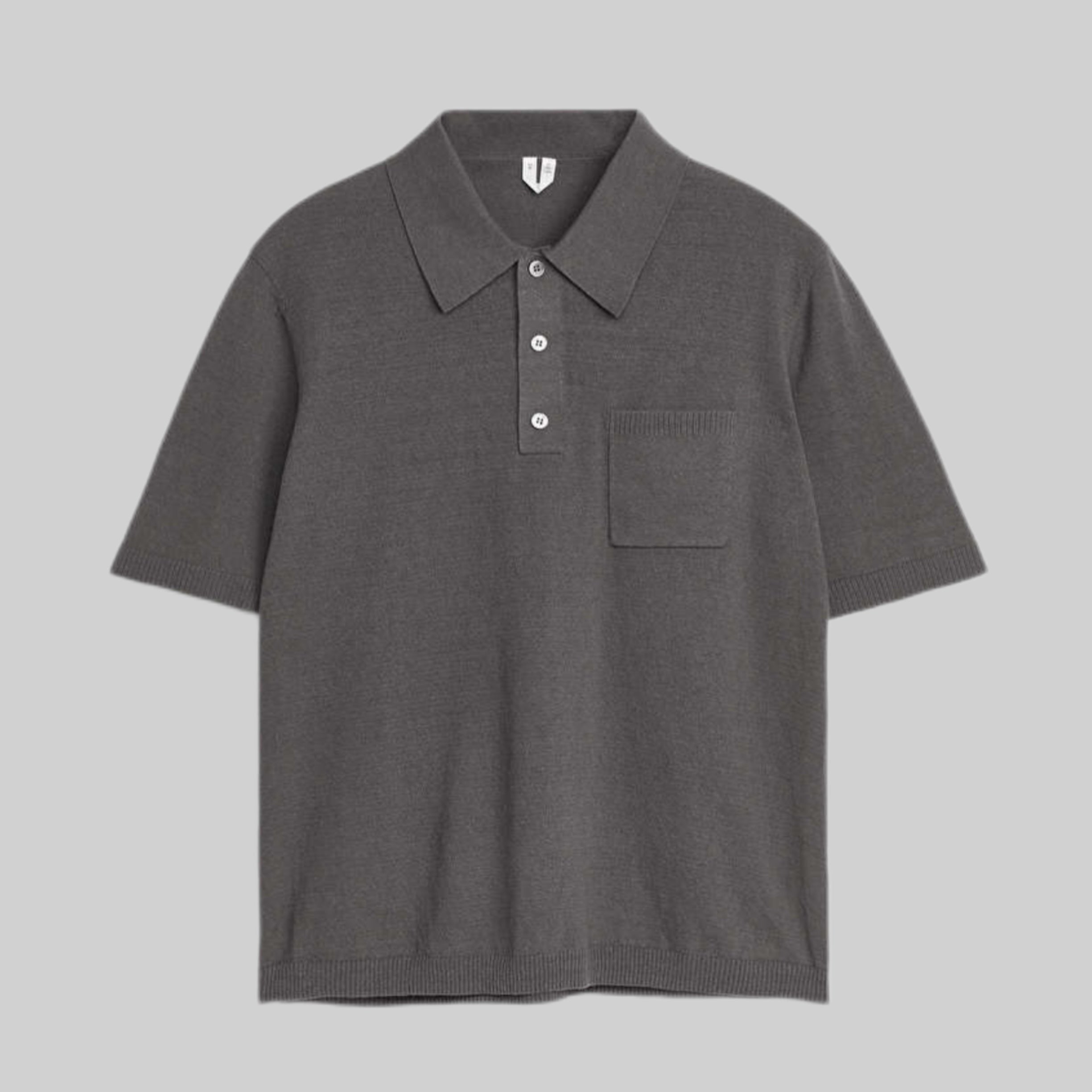 Arket polo shirt, gray, men, frontside