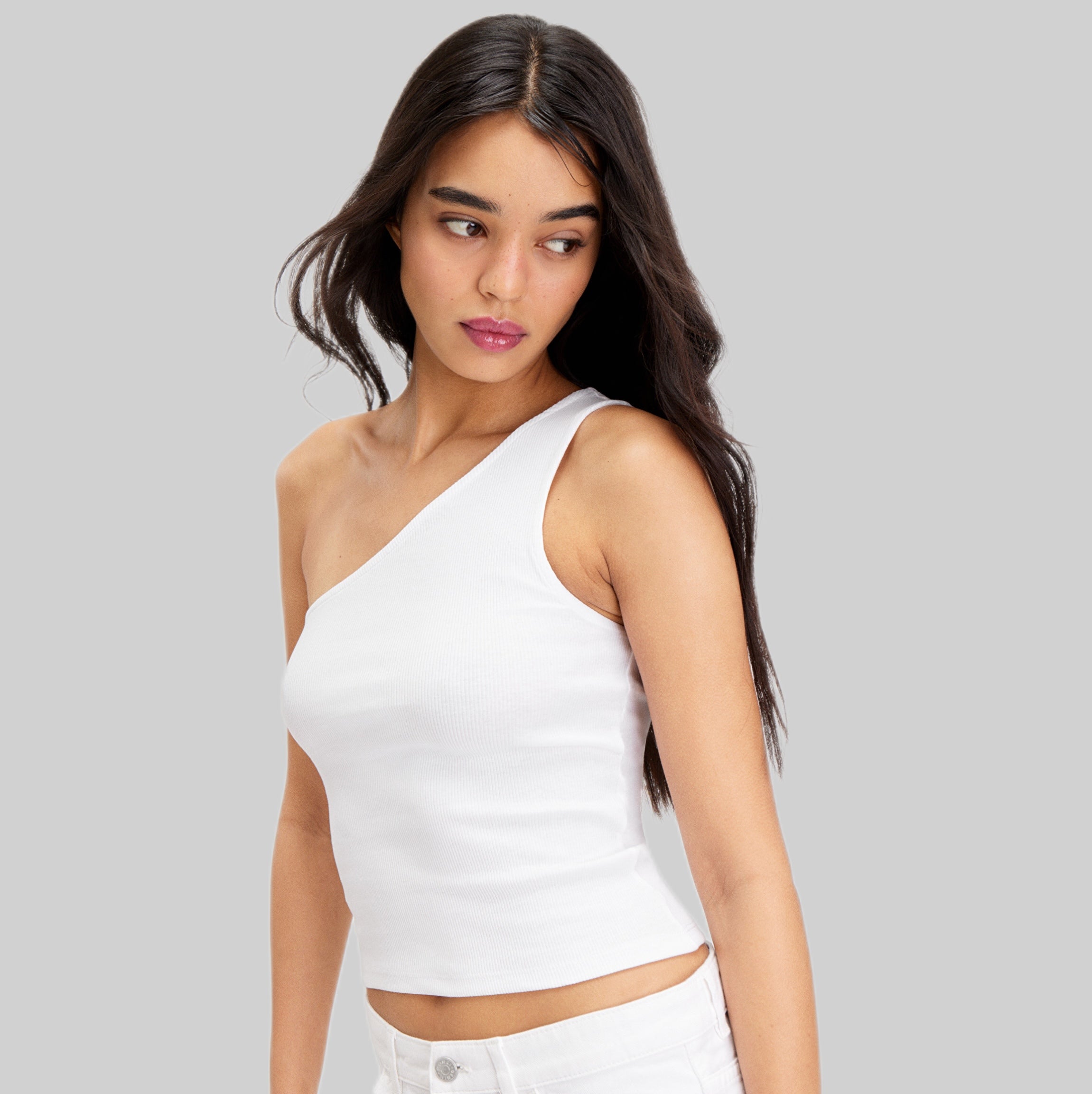 Monki top, white, frontside, women, model