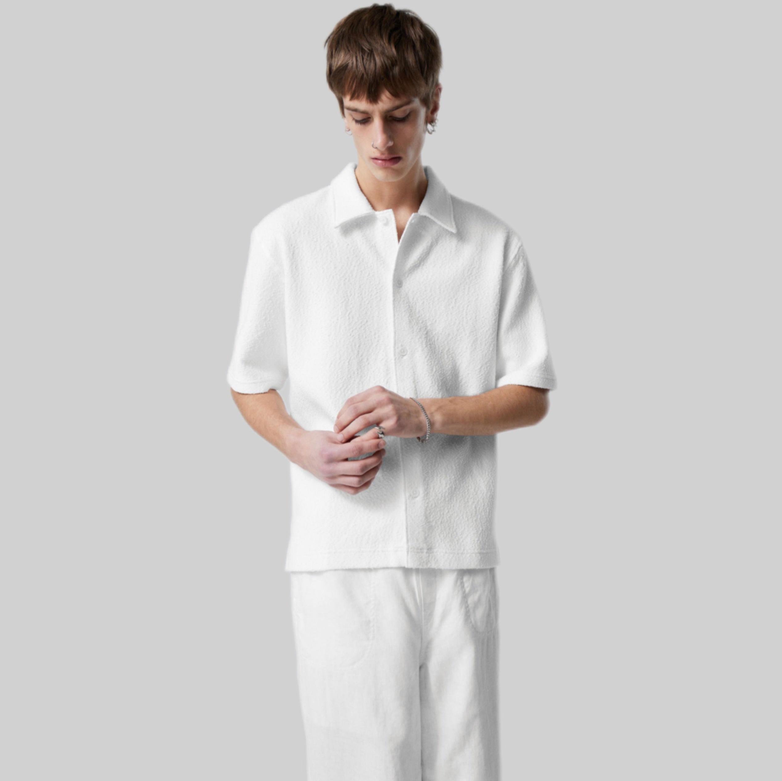 Weekday shirt, men, white, frontside, model