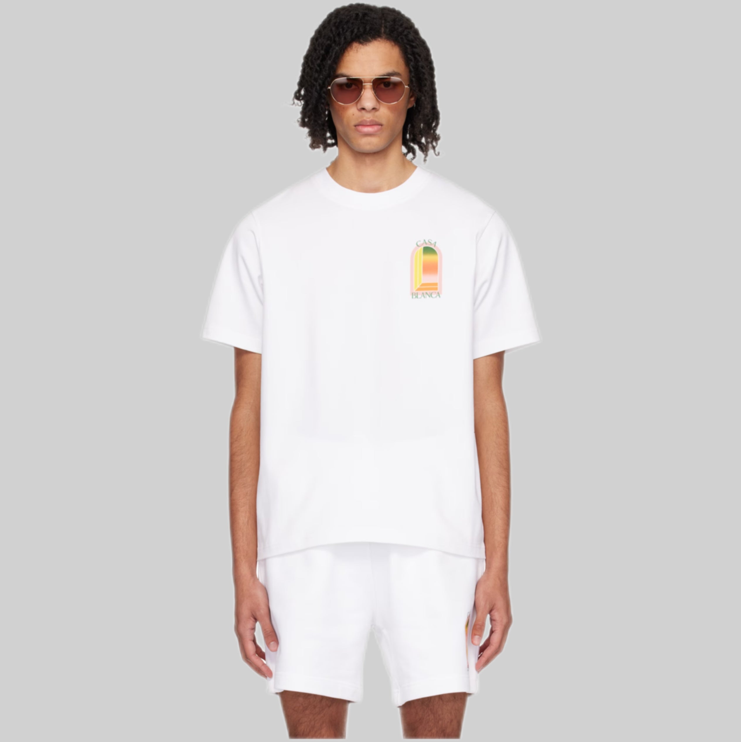 CASABLANCA t-shirt, white, men, frontside, model