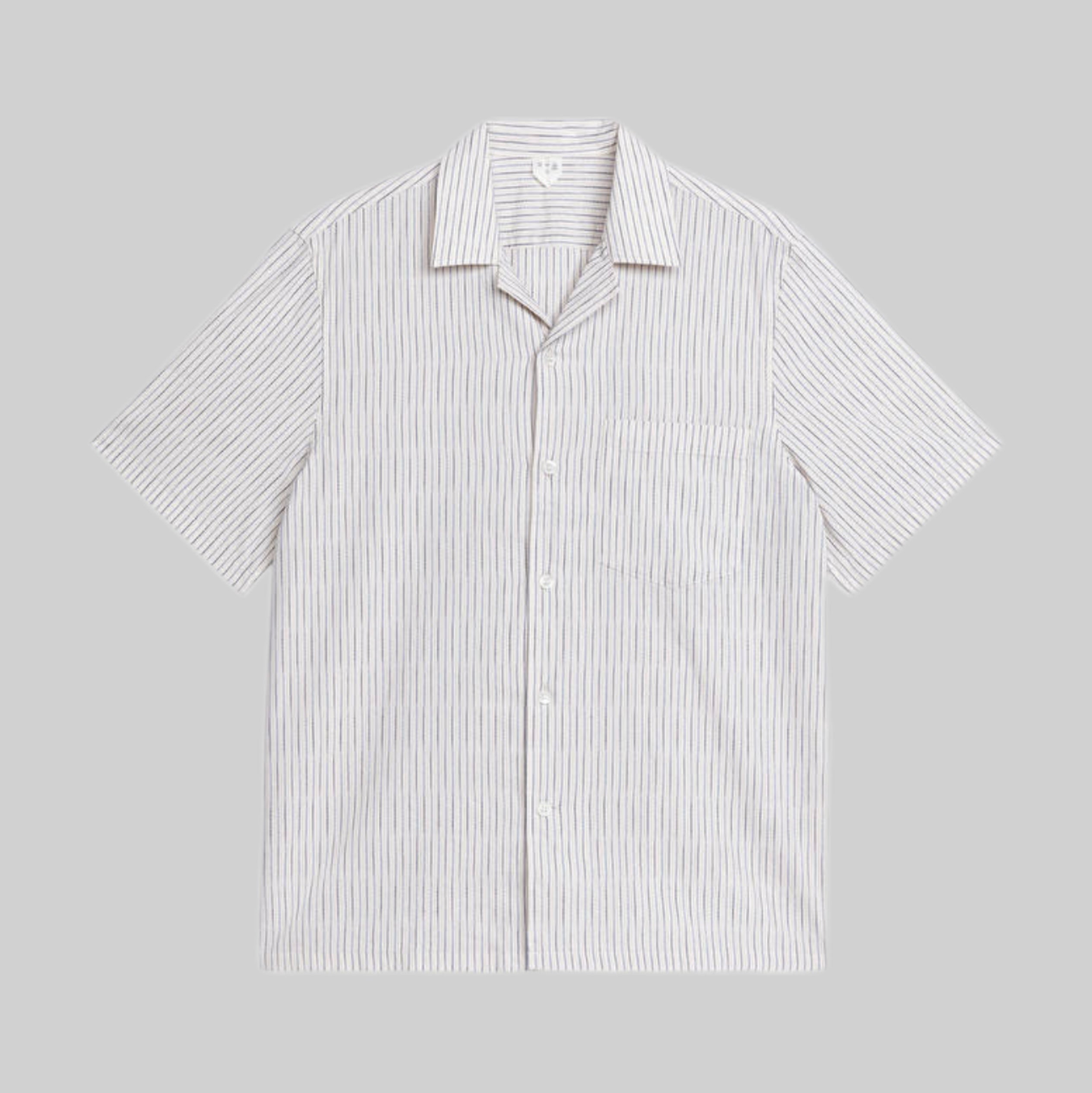 Arket shirt, men, frontside, striped, gray and white