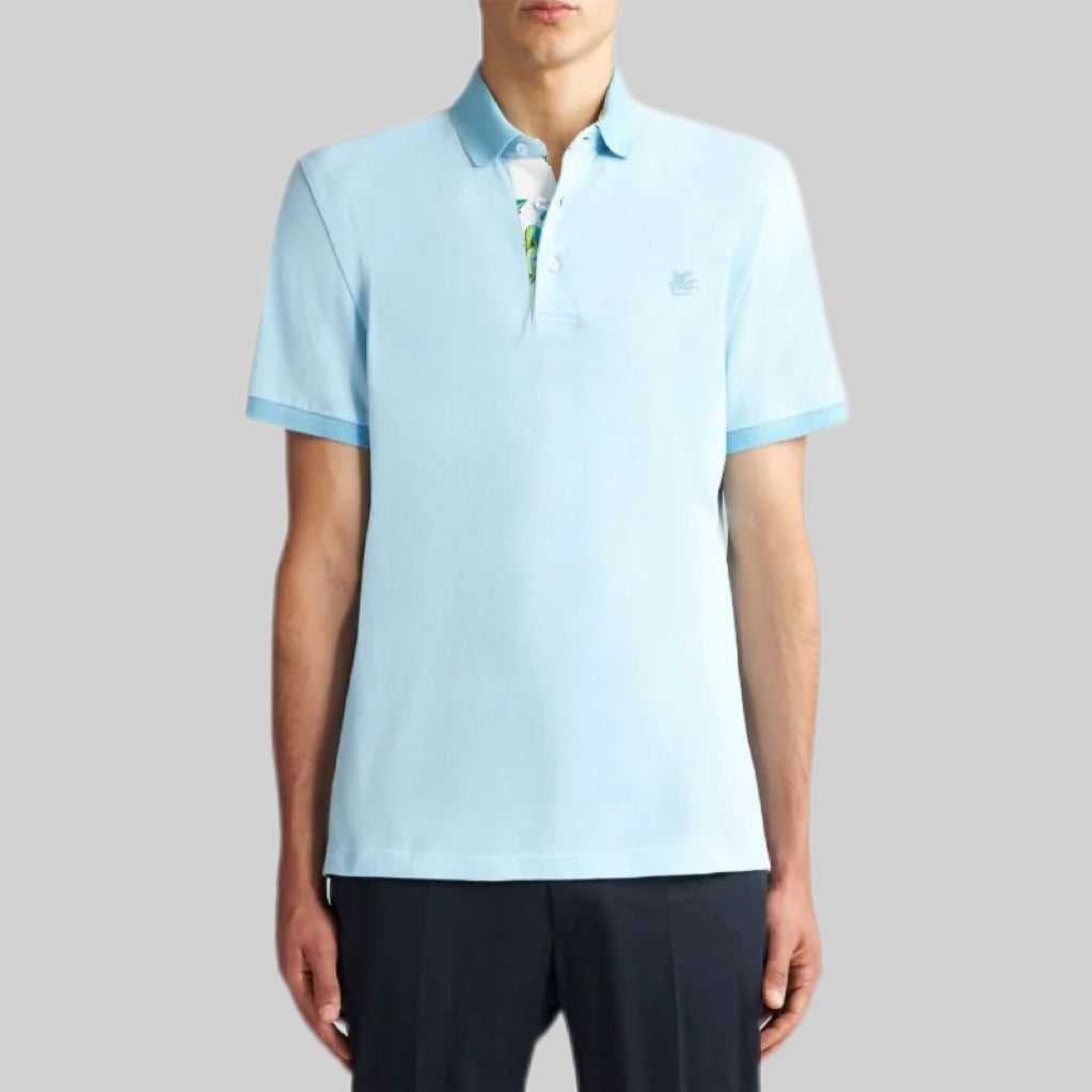 ETRO polo shirt, men, blue, frontside, model