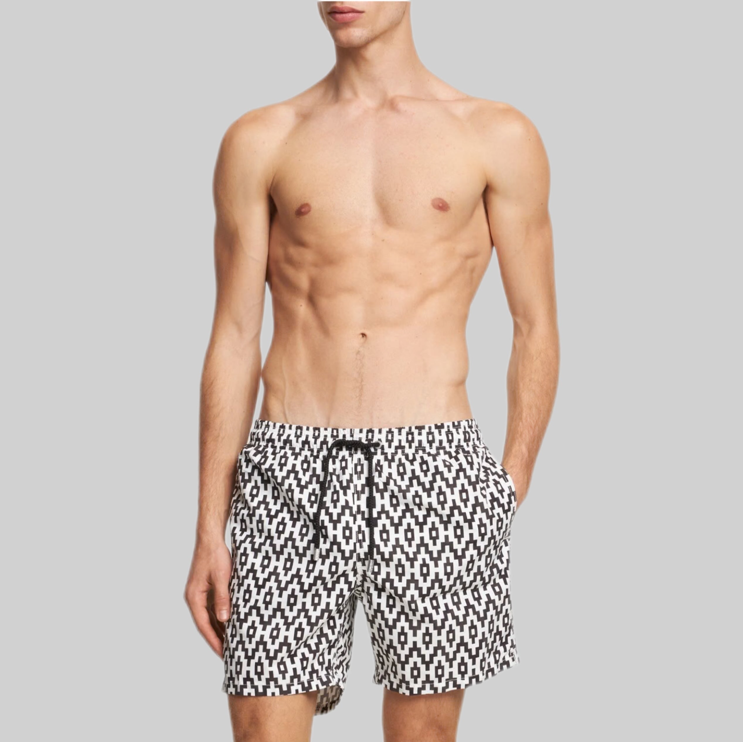 Mc2 Saint Barth swimshorts, men, frontside, black and white, model