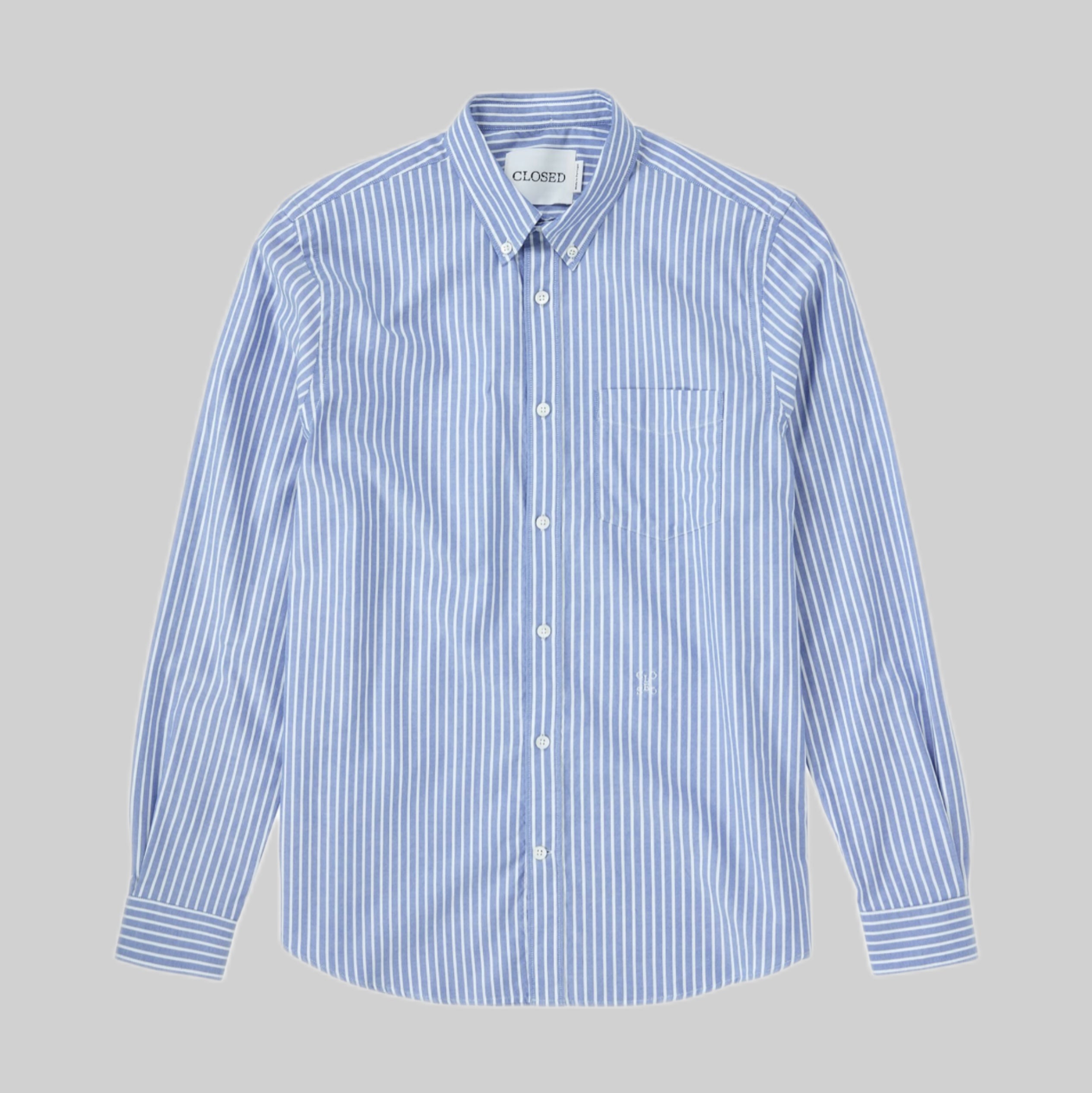 Closed shirt, men, frontside, blue and white, striped