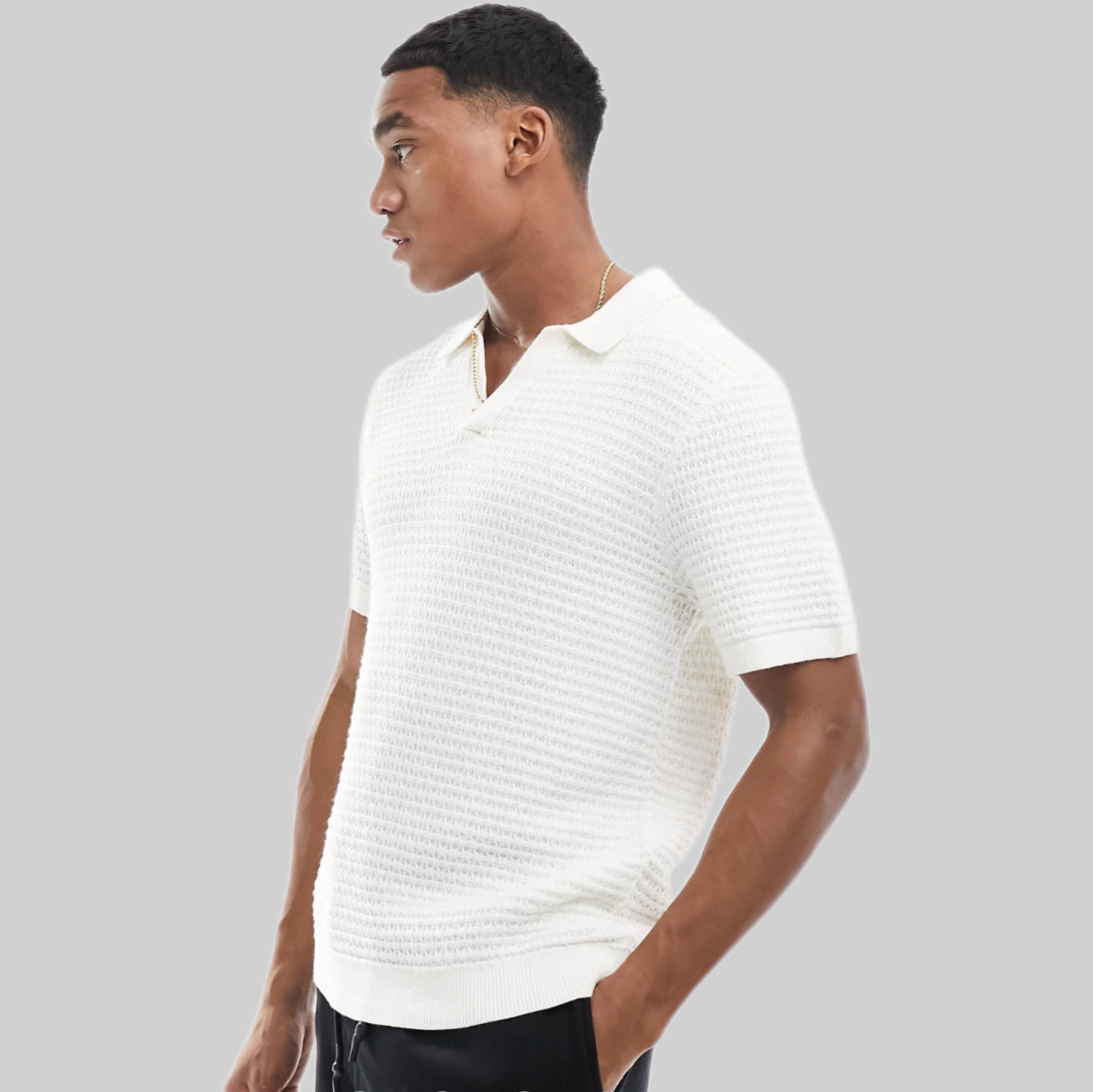 Abercrombie & Fitch polo shirt, men, frontside, white, model