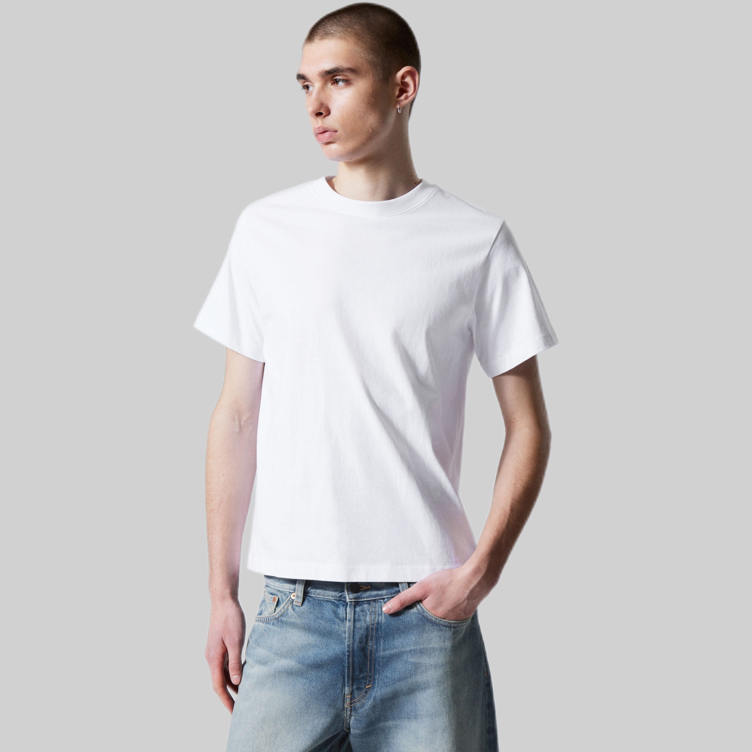 Weekday t-shirt, white, frontside, men, model