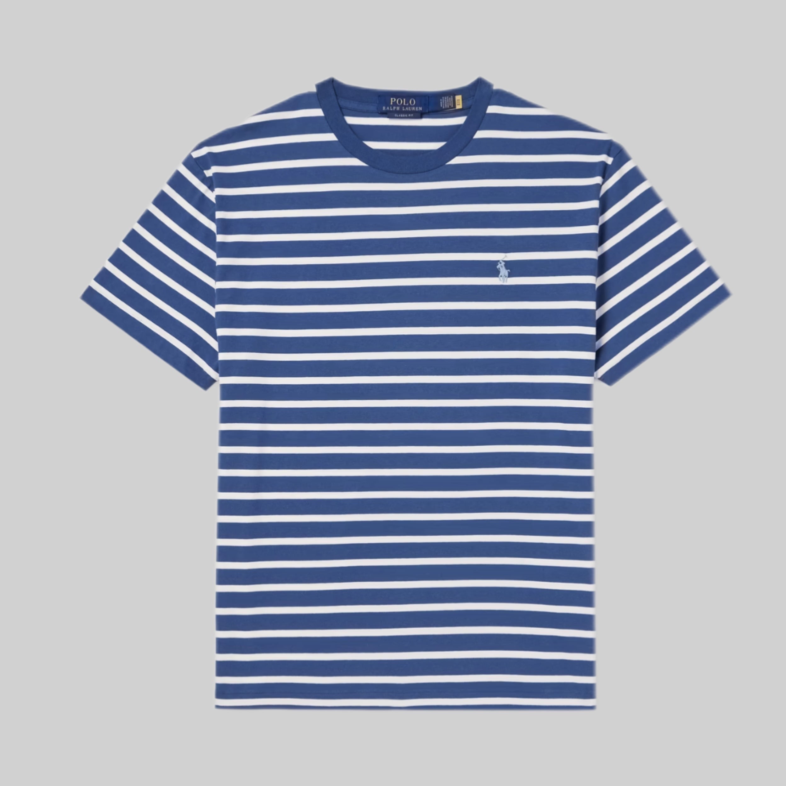 POLO RALPH LAUREN t-shirt, men, frontside, blue and white, stried