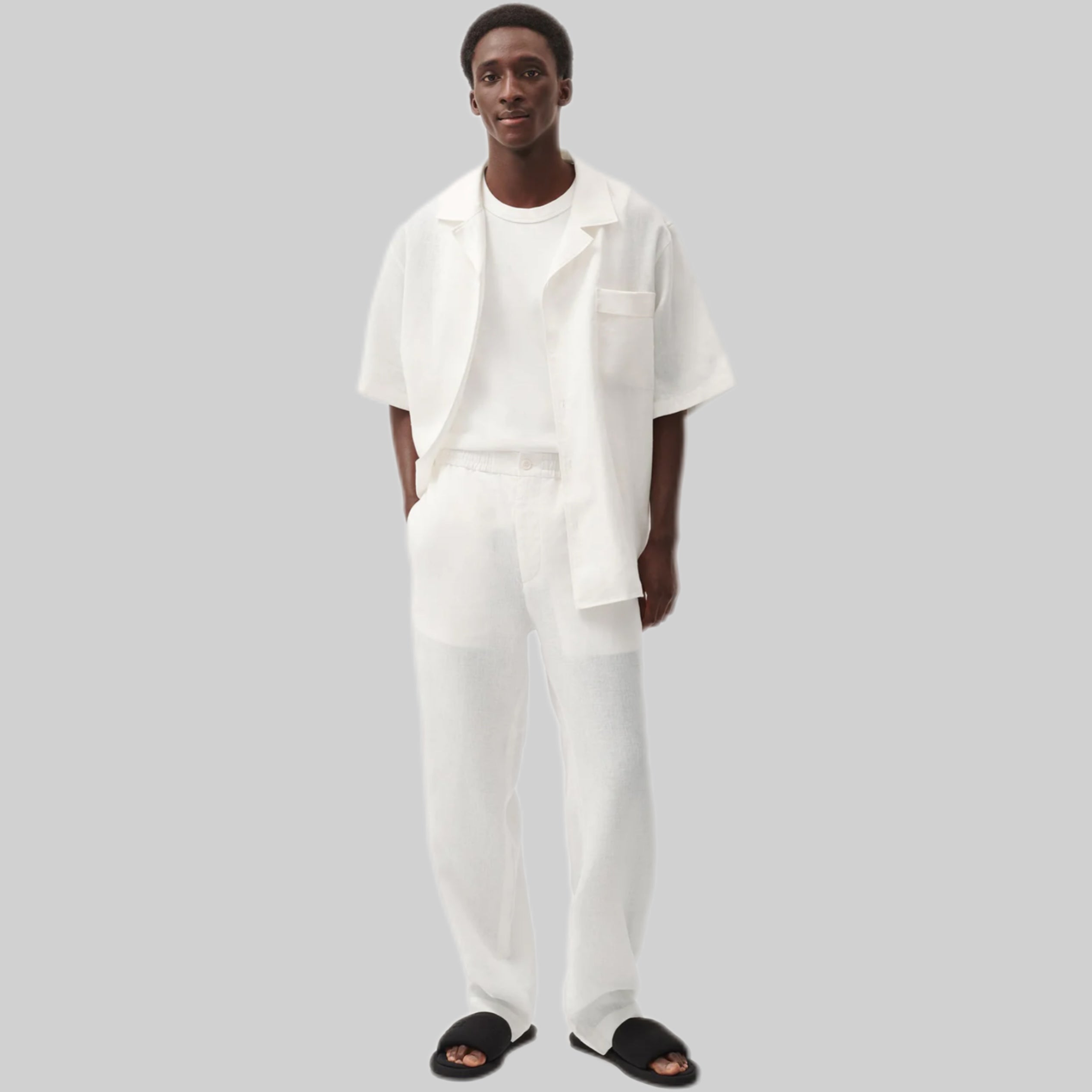 Pangaia pants, men, white, frontside, model