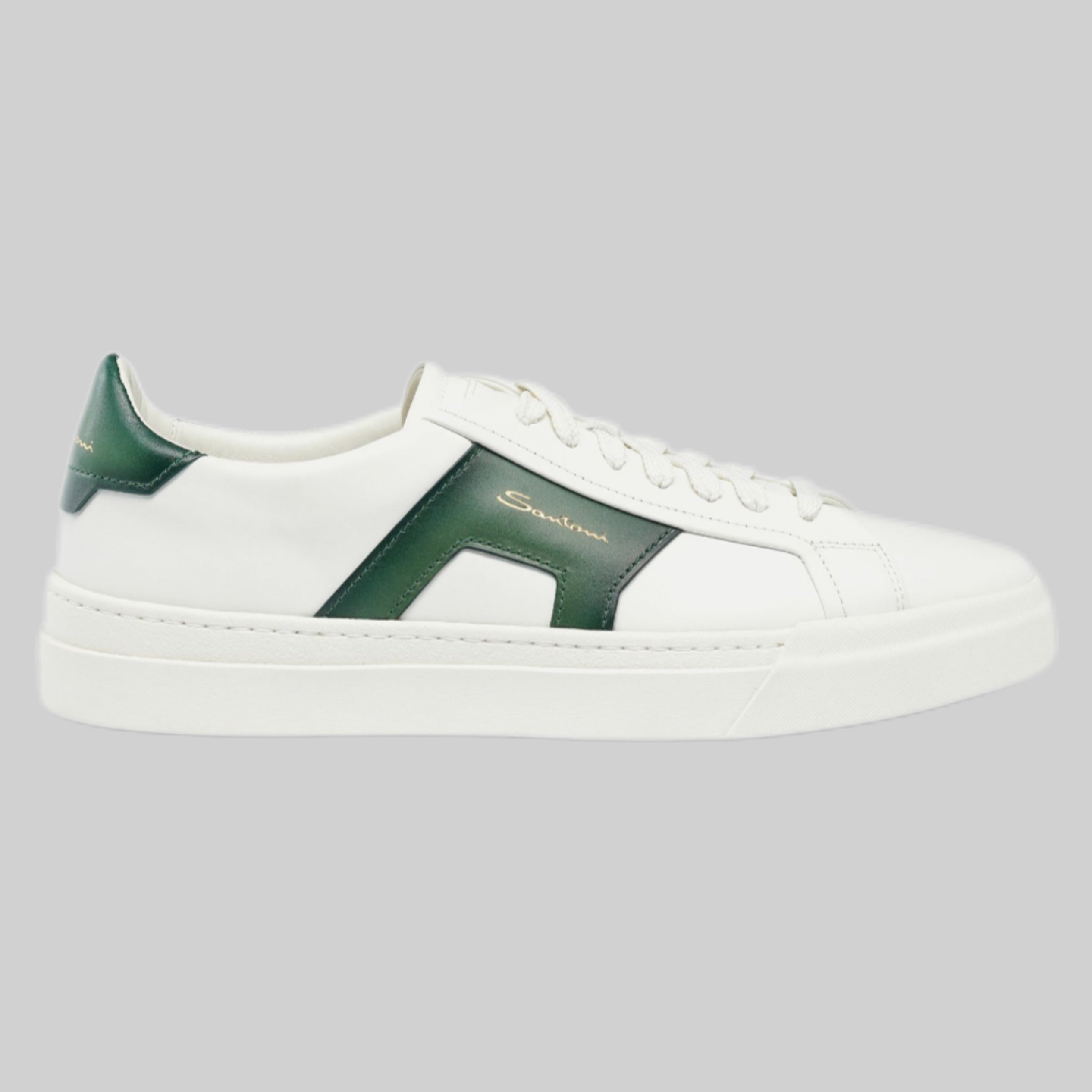 SANTONI sneakers, men, frontside, white and green