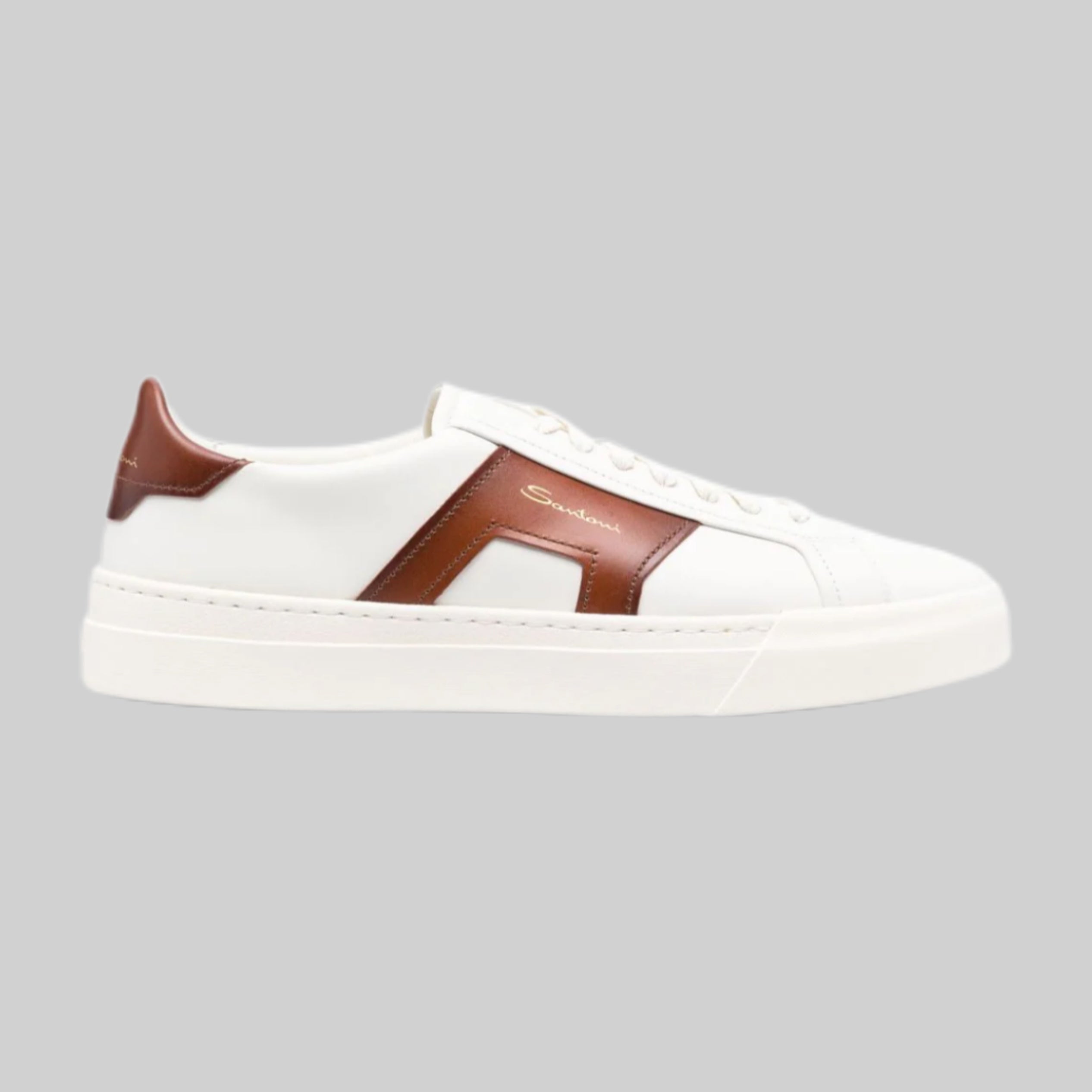 Santoni sneakers, men, frotnside, white and orange