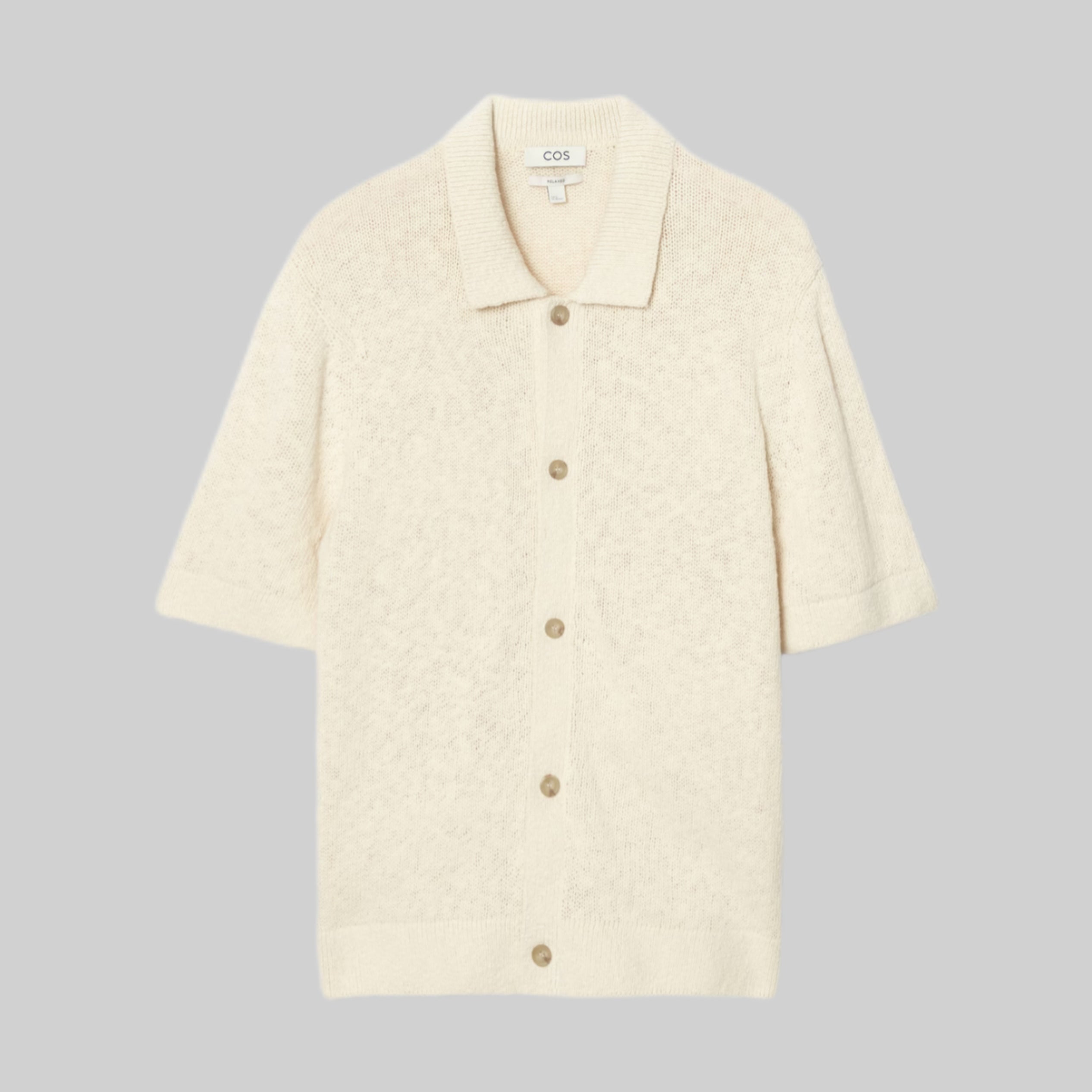 Cos polo shirt, men, frontside, beige