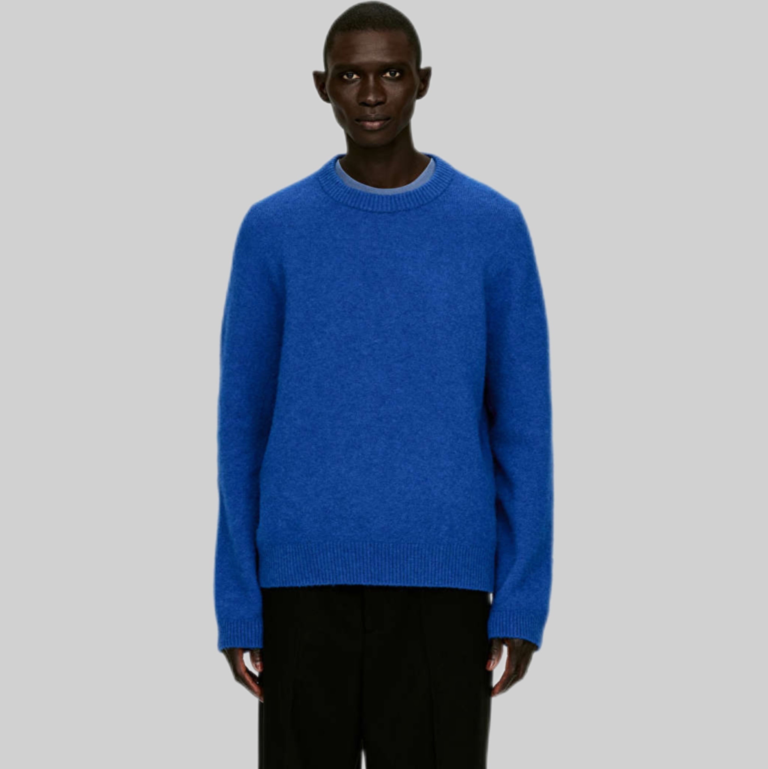 Arket knitwear, blue, men, frontside, model