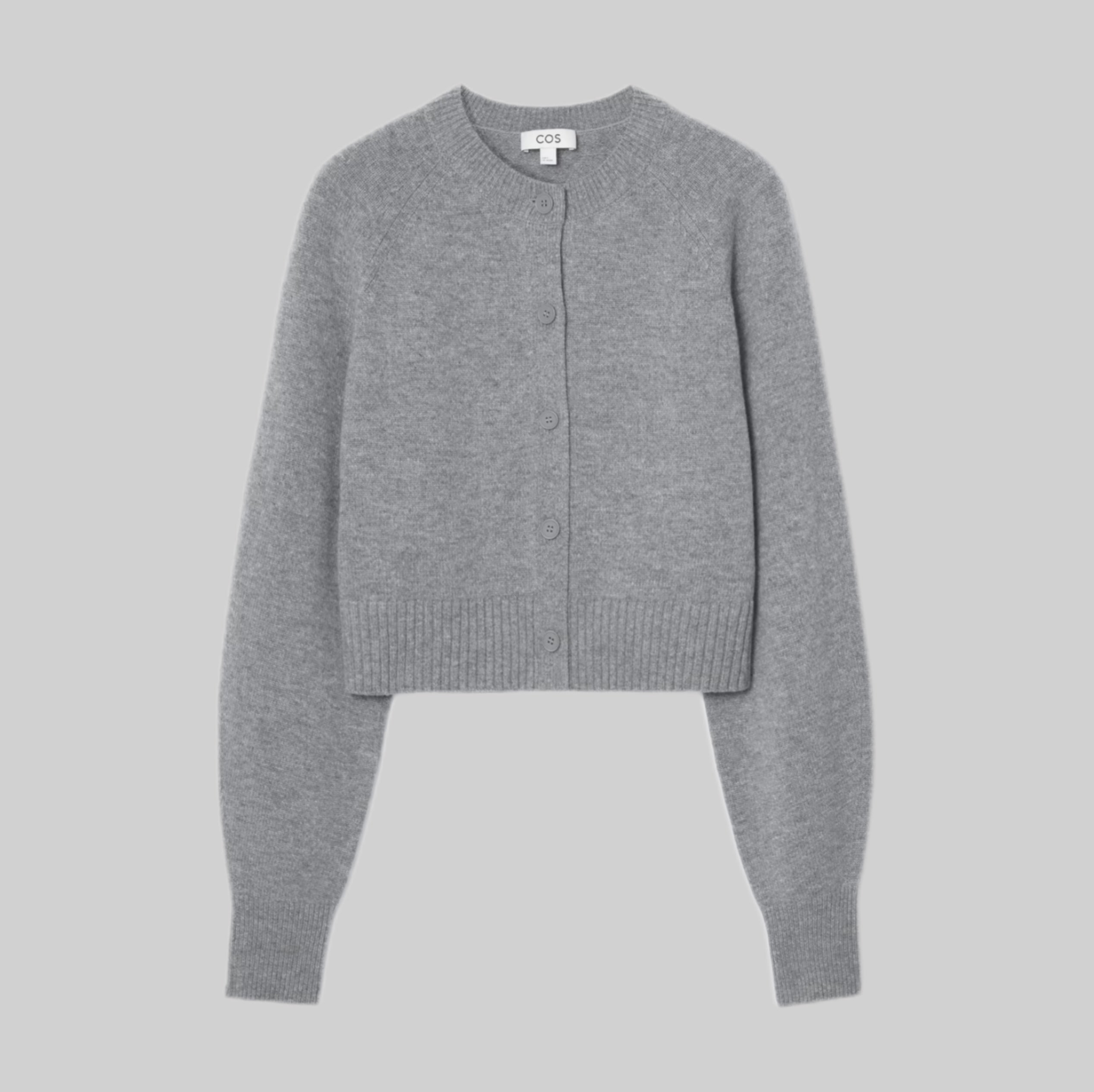 Cosknitwear, cardigan, women, gray, frontside