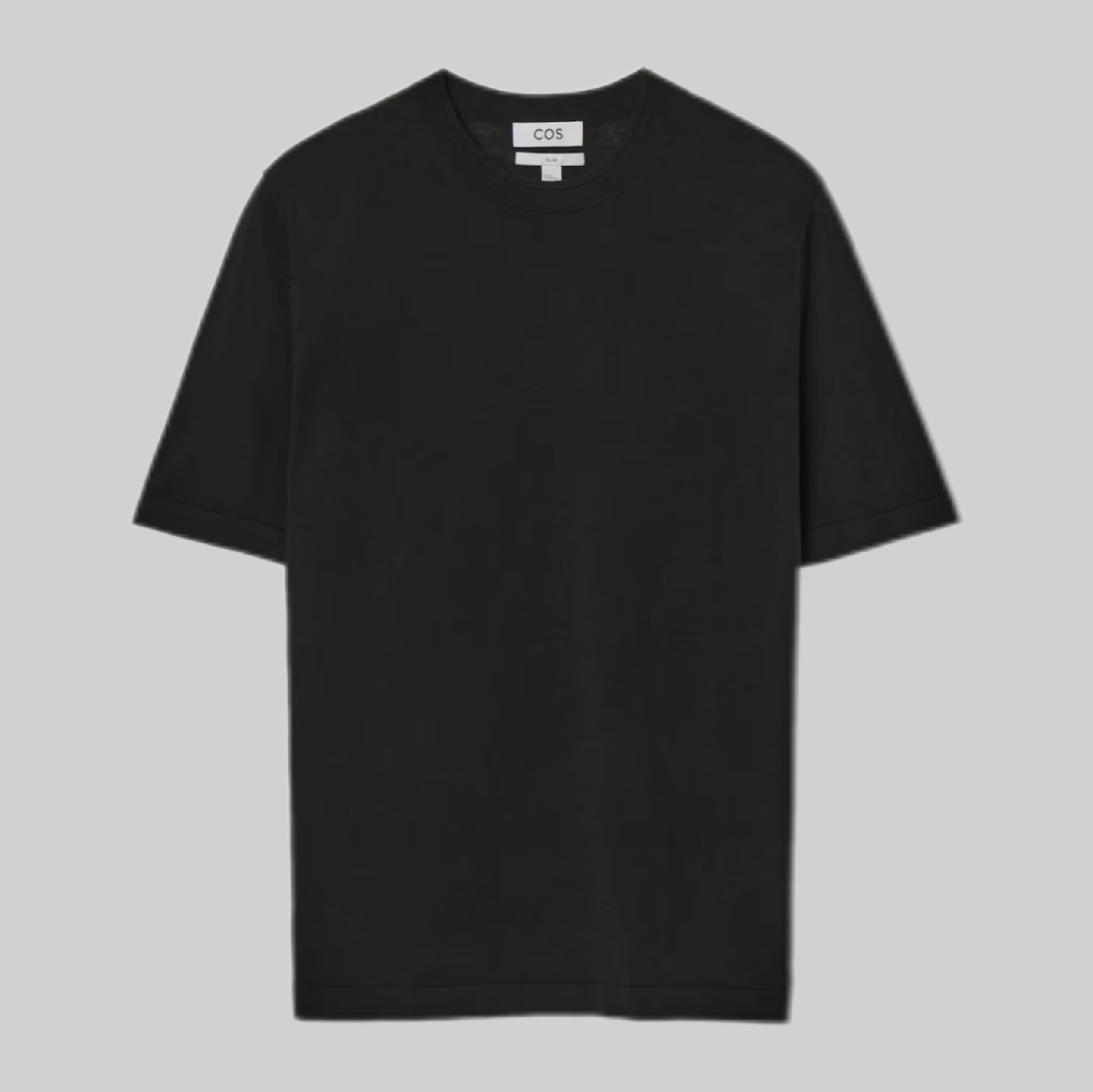 Cos knitted t-shirt, men, frontside, black