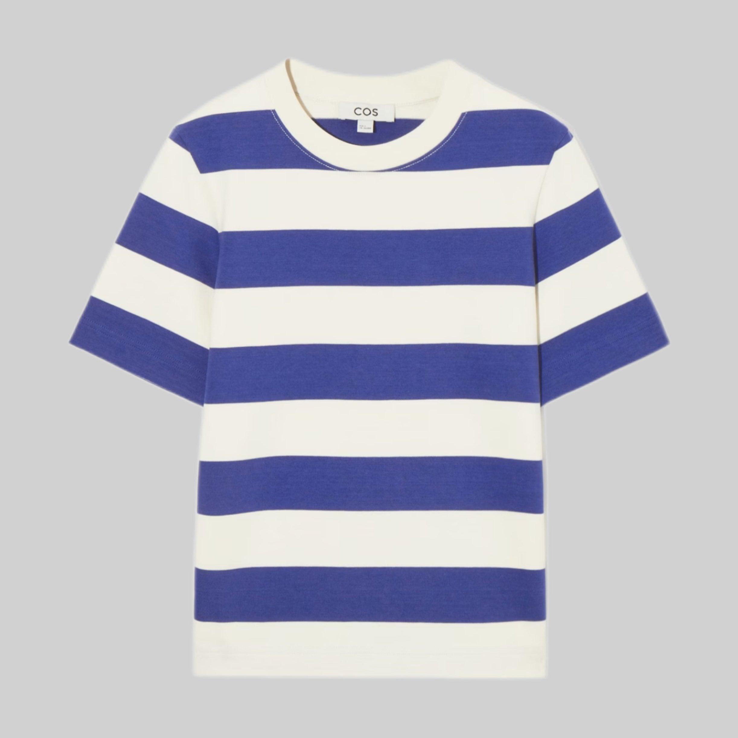 Cos top, women, frontside, blue and white, striped