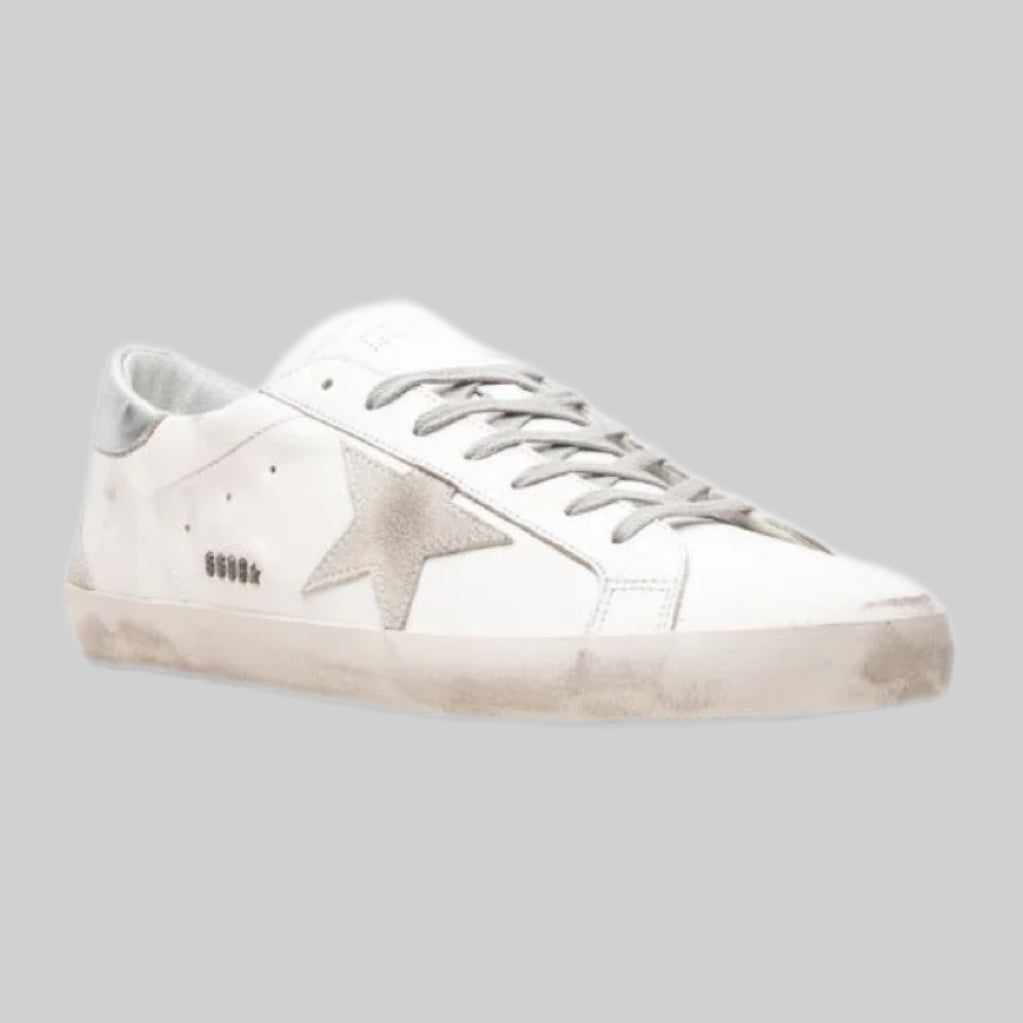 Golden Goose sneakers, men, frontside, white and silver