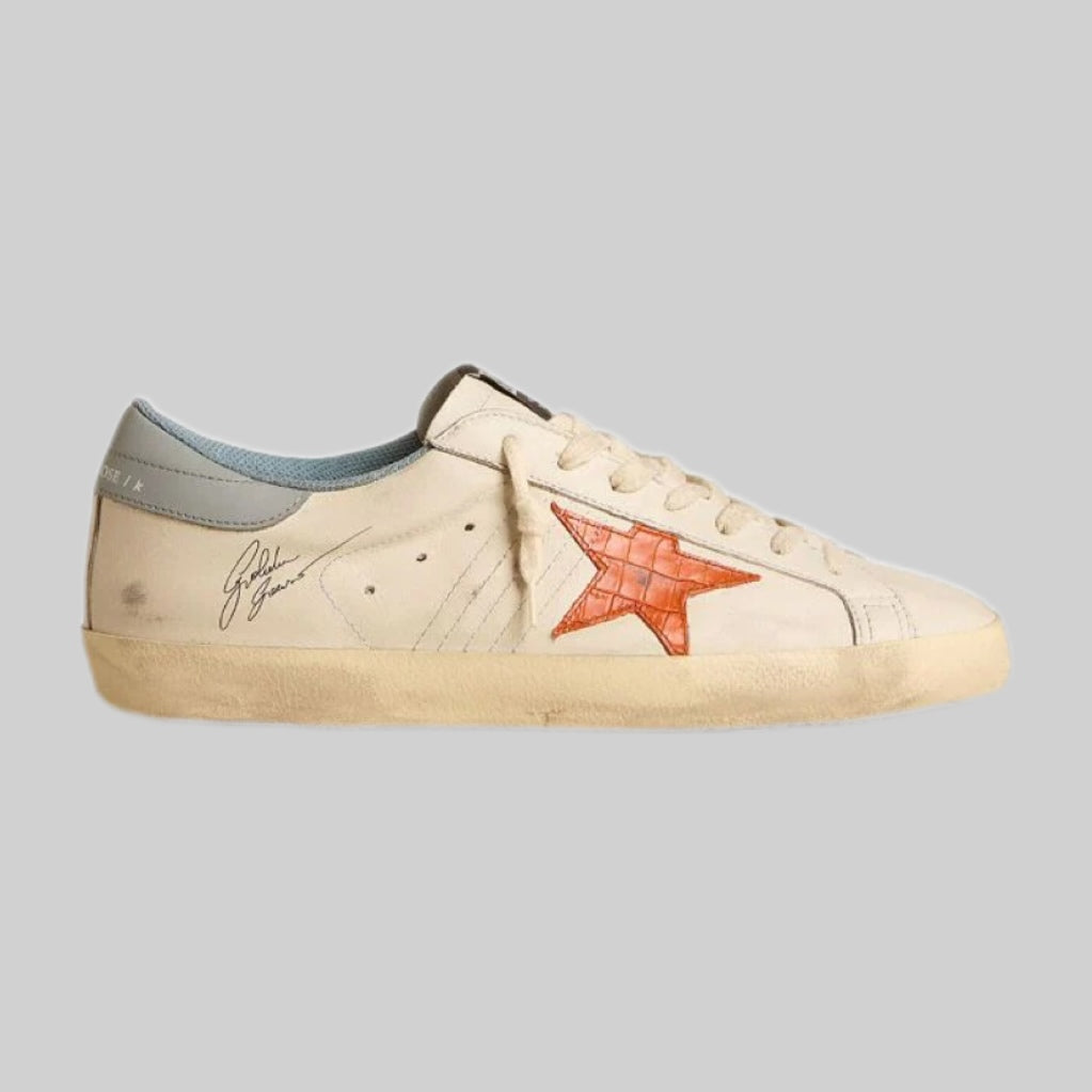 Golden Goose sneakers, men, frontside, white and orange