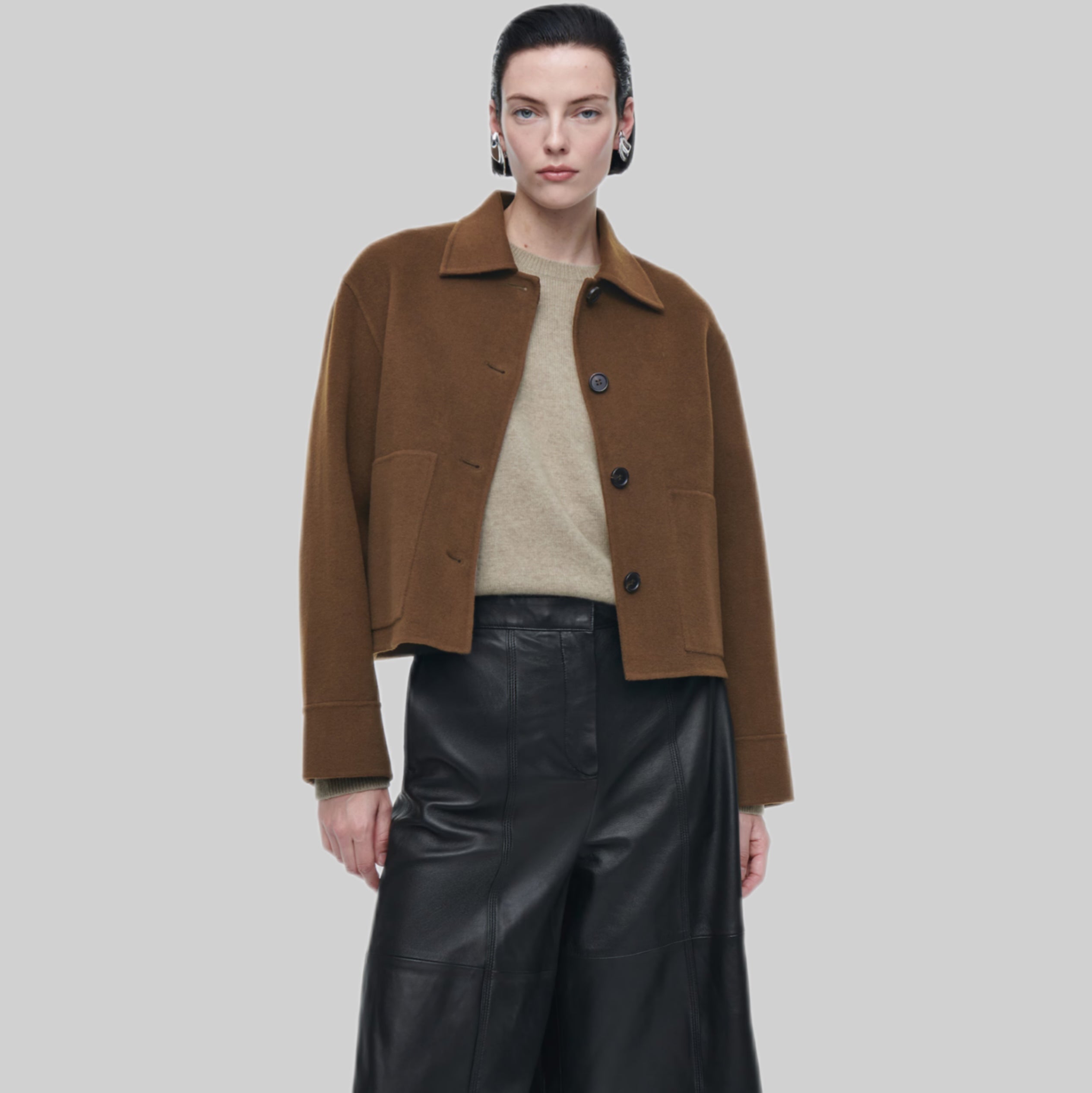 COS jacket, women, fall, brown, model