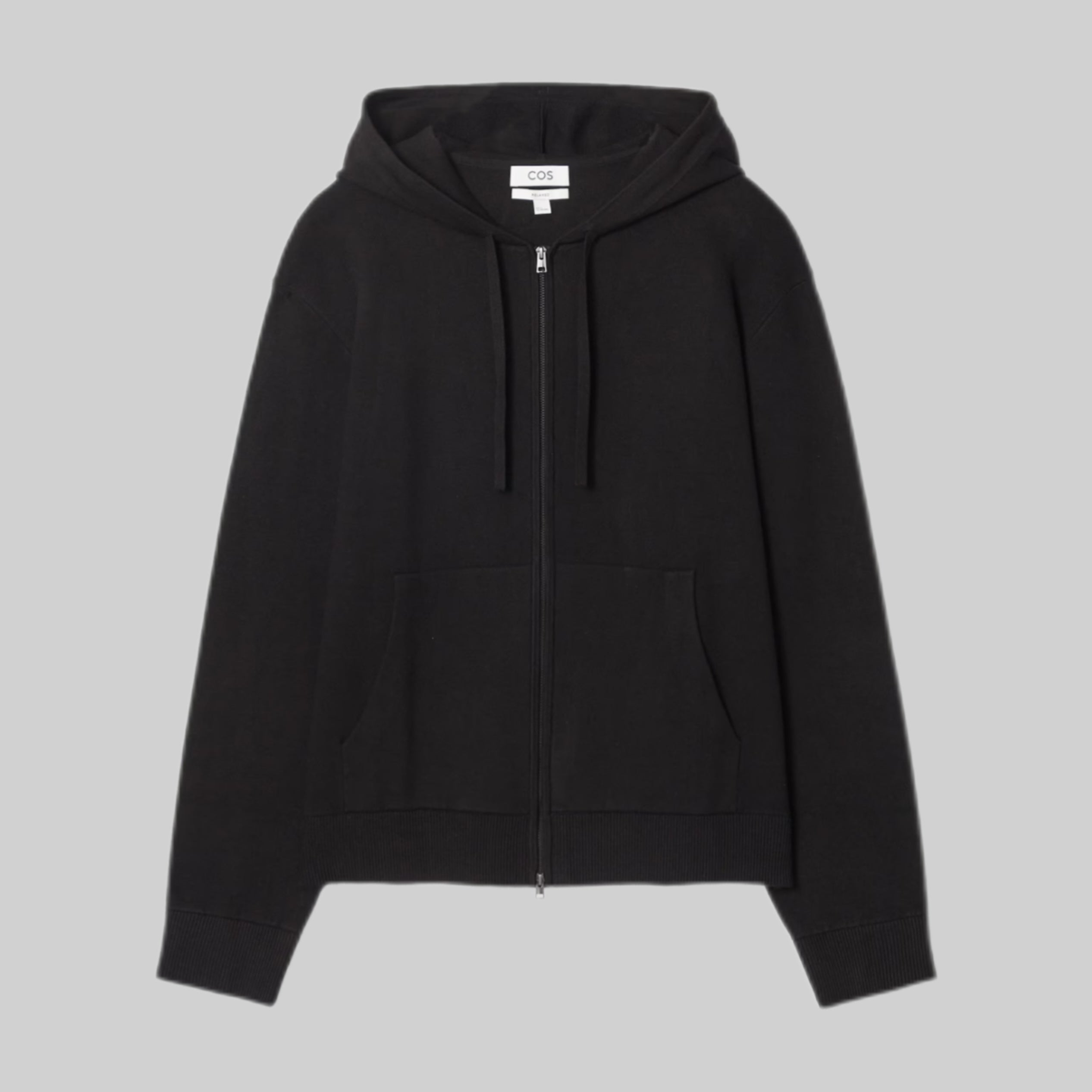 cos knitted zip up hoodie black