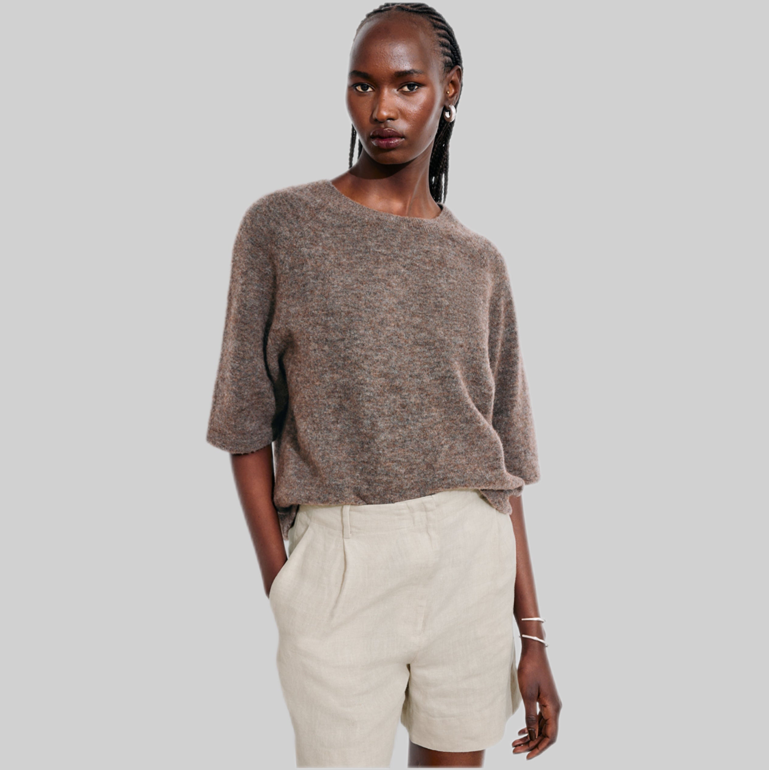 & Other Stories top, women, knitted, brown, model