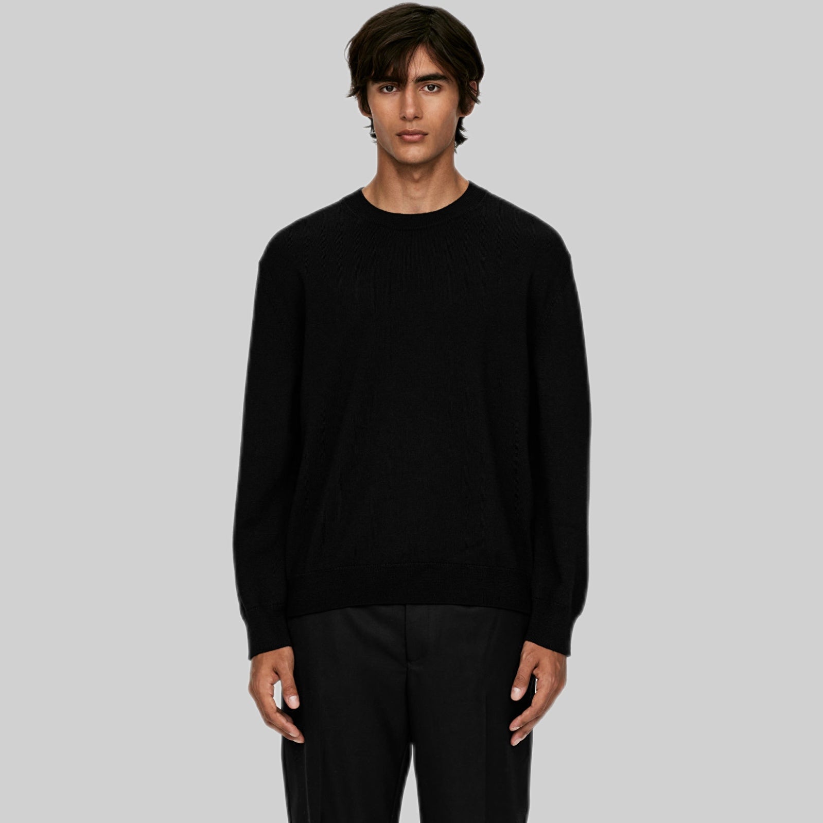 Arket knitwear, men, frontside, black, model