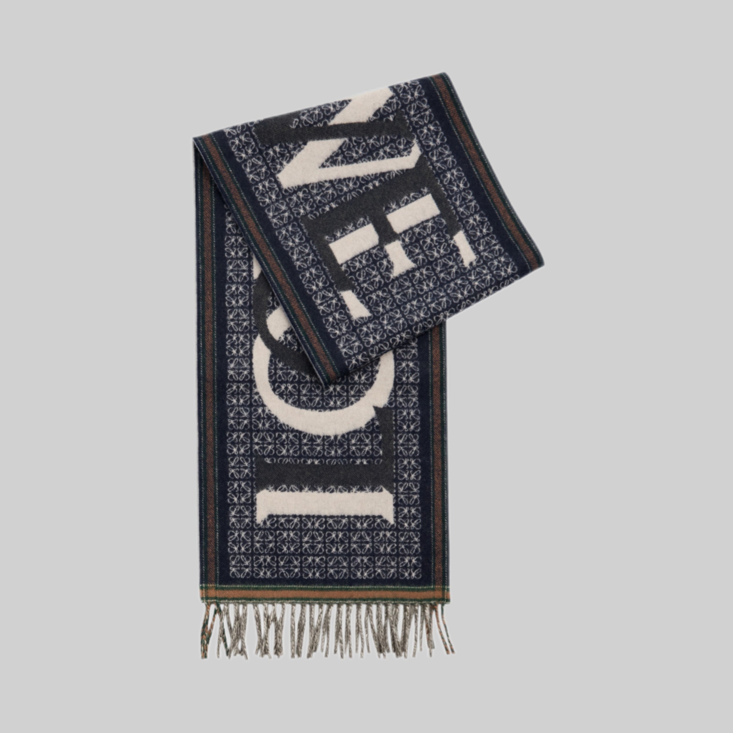 LOEWE scarf, men, frontside, navy