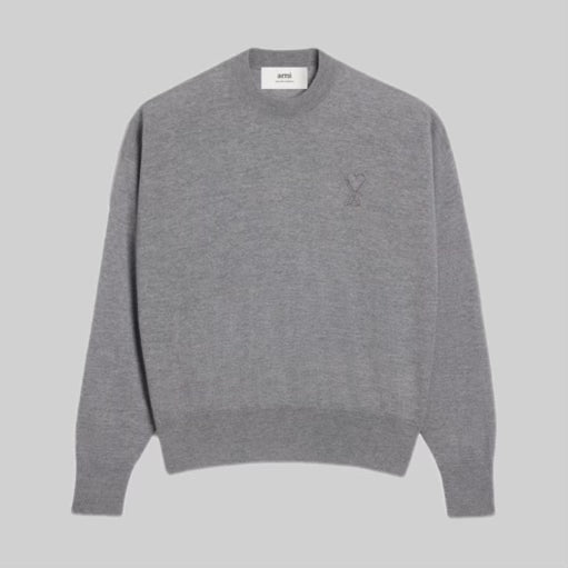 AMI Paris Sweater, Gray, Men, Frontside