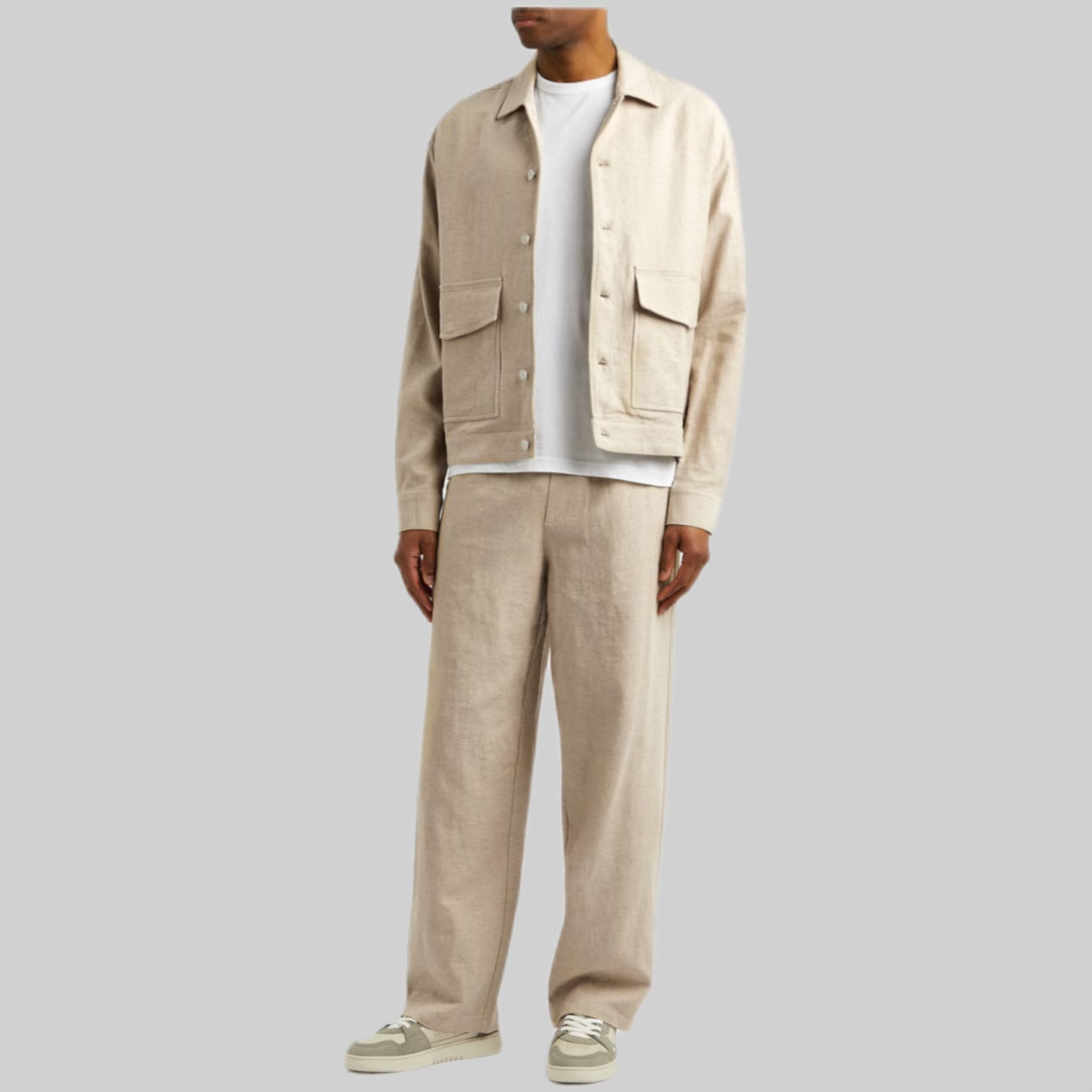 Wax London jacket, beige, men, frontside, model