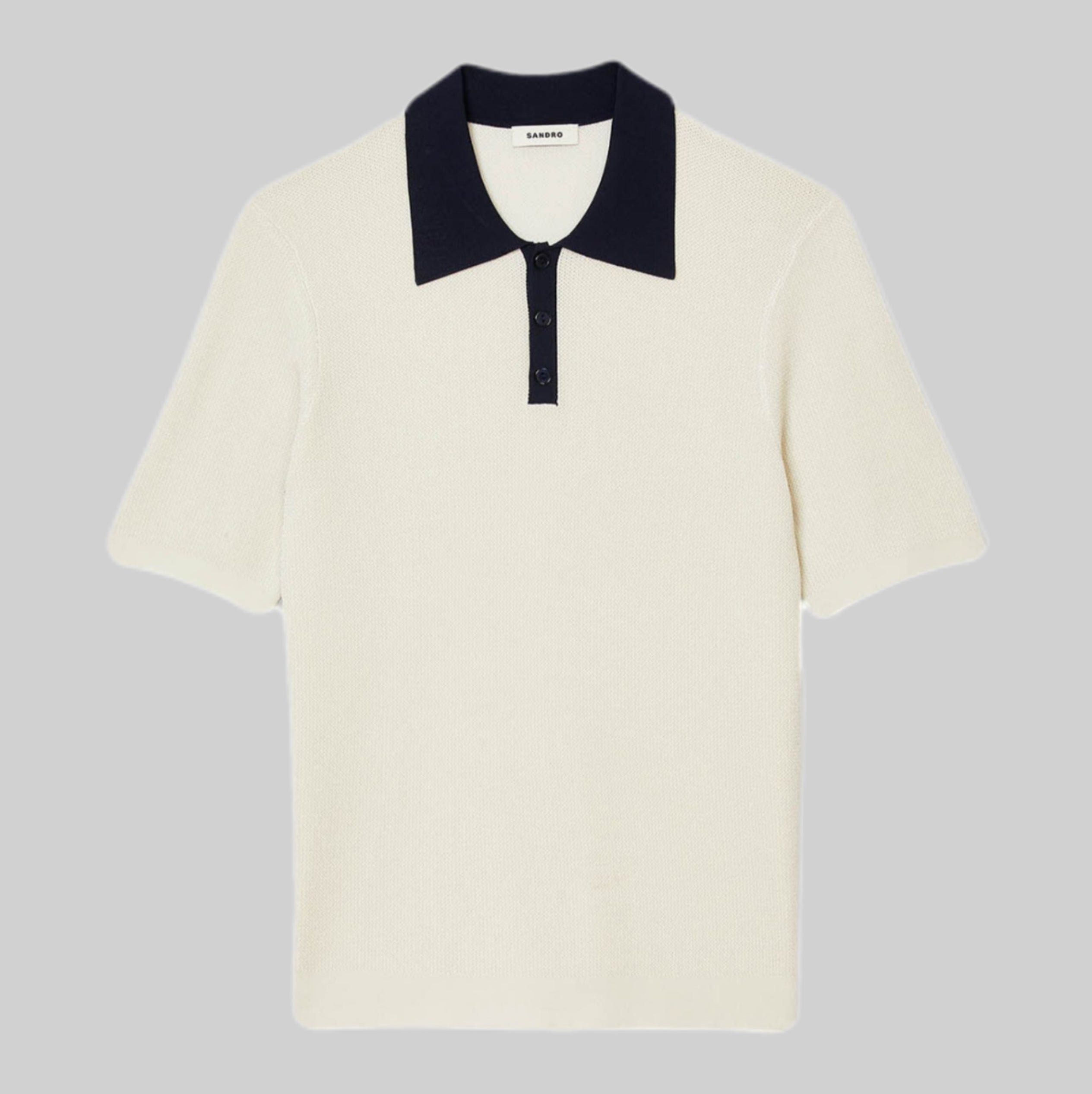 SANDRO polo shirt, men, white, frontside