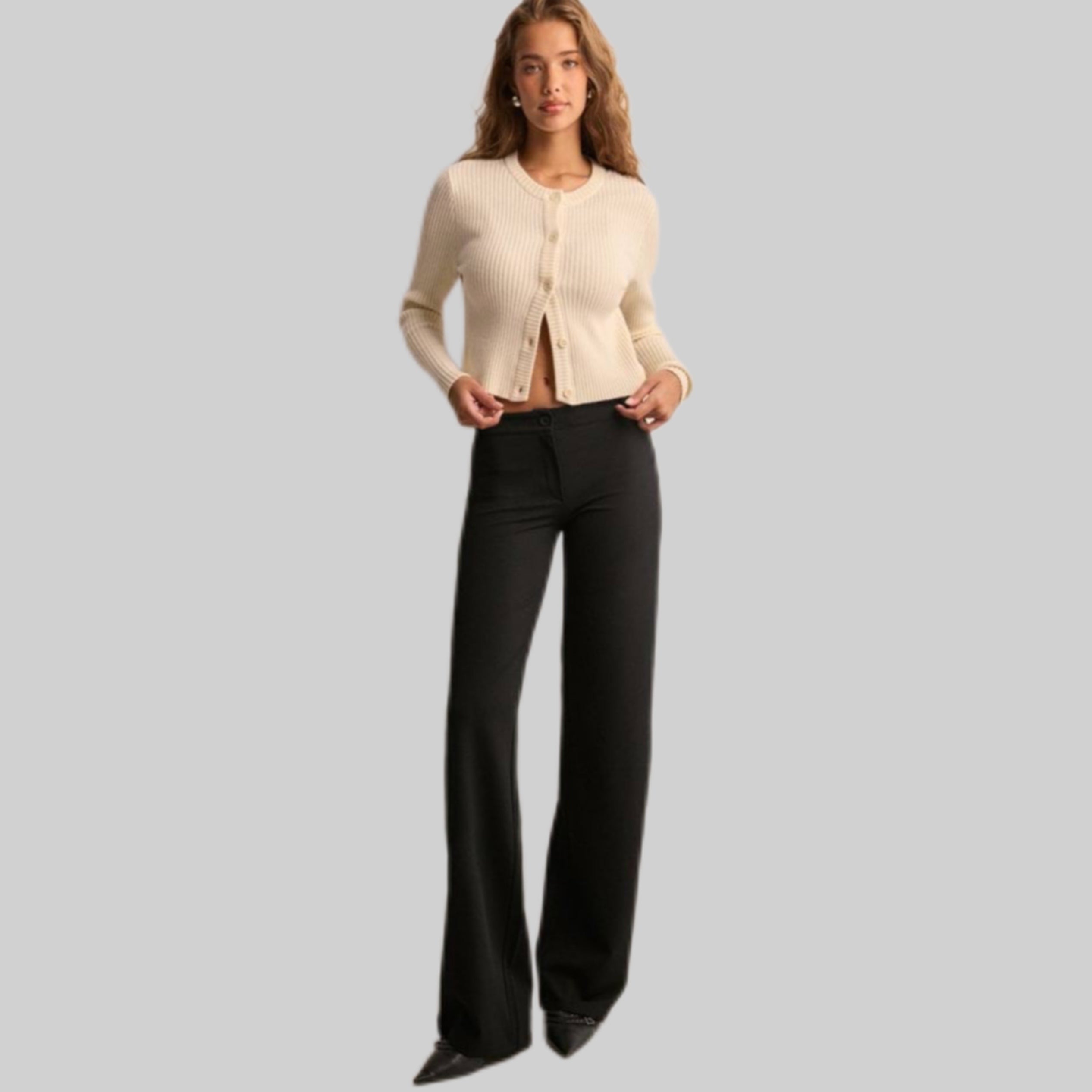 Keep It Up Low Waist Suit Pants Stretch Fabric