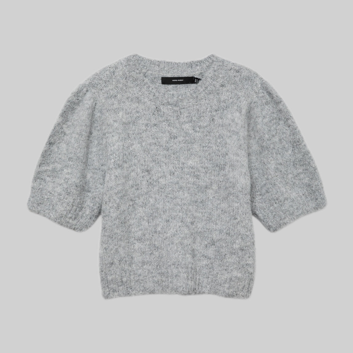 O Neck Puff Pullover Medium Grey Melange